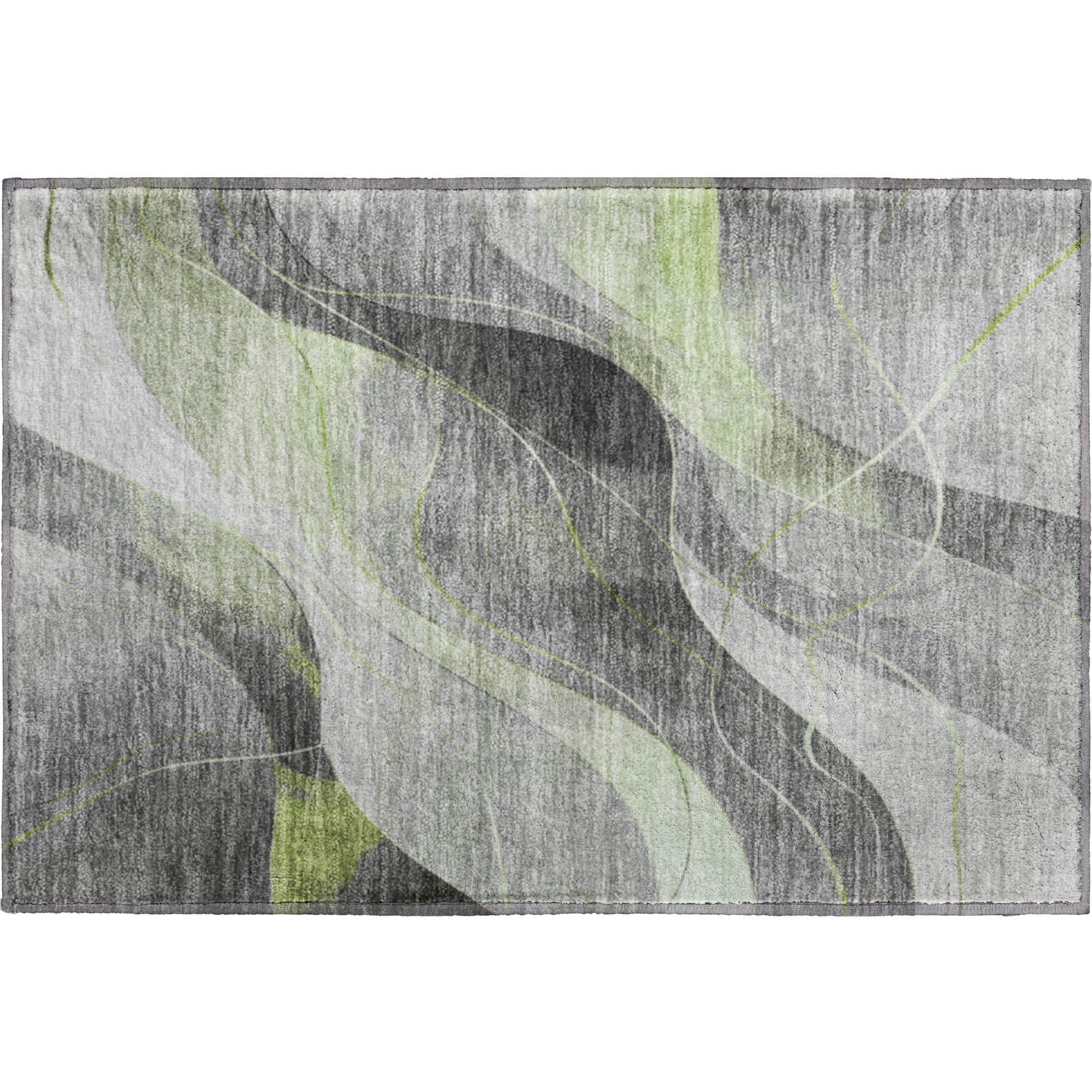 Havana Machine Washable Transitional Aloe Green Rug 1'8" x 2'6" #shape_Rectangle