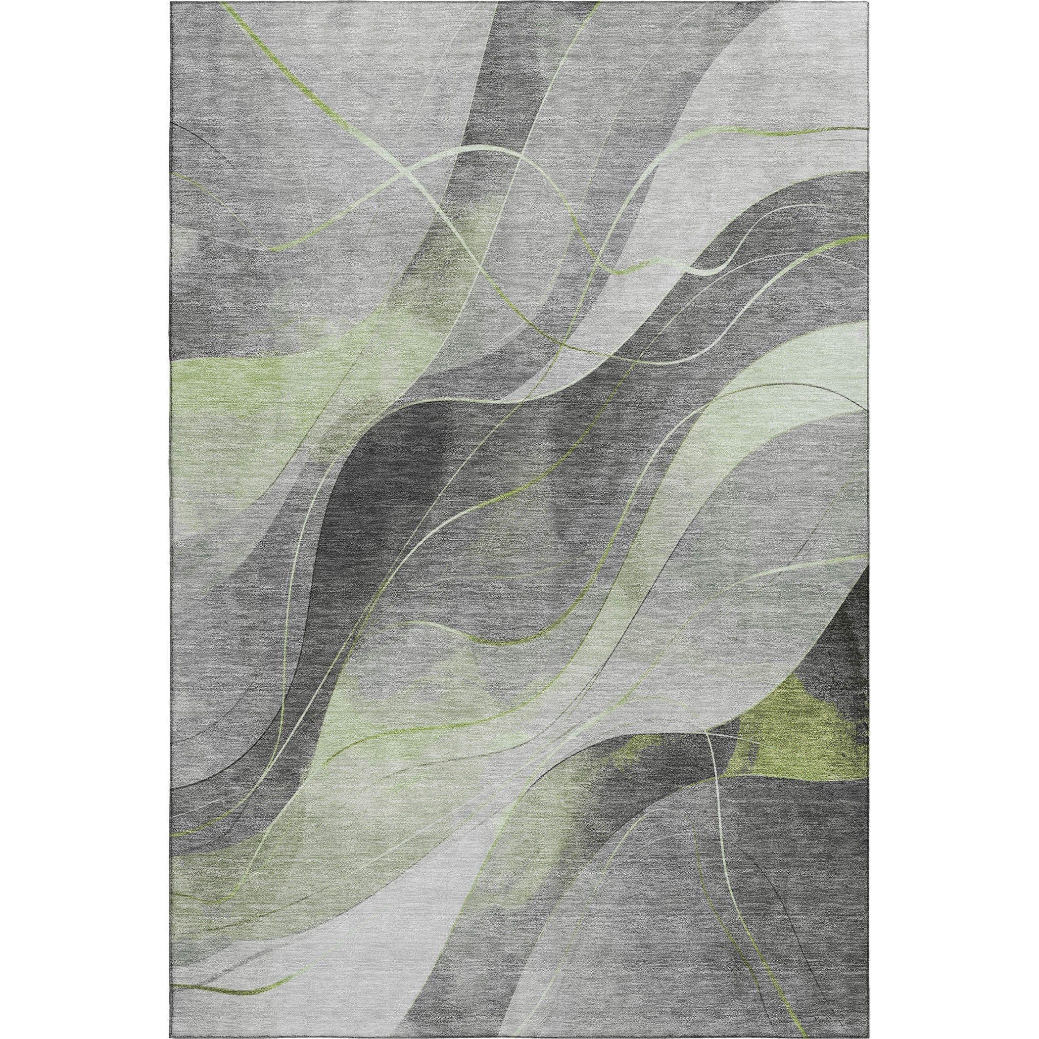 Havana Machine Washable Transitional Aloe Green Rug 2'6" x 3'10" #shape_Rectangle