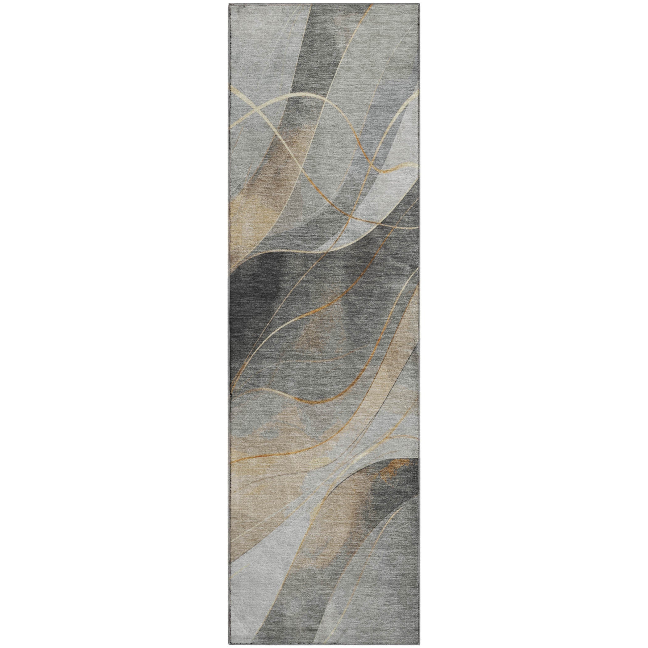 Havana Machine Washable Transitional Gray Rug 2'3" x 7'6" #shape_Runner