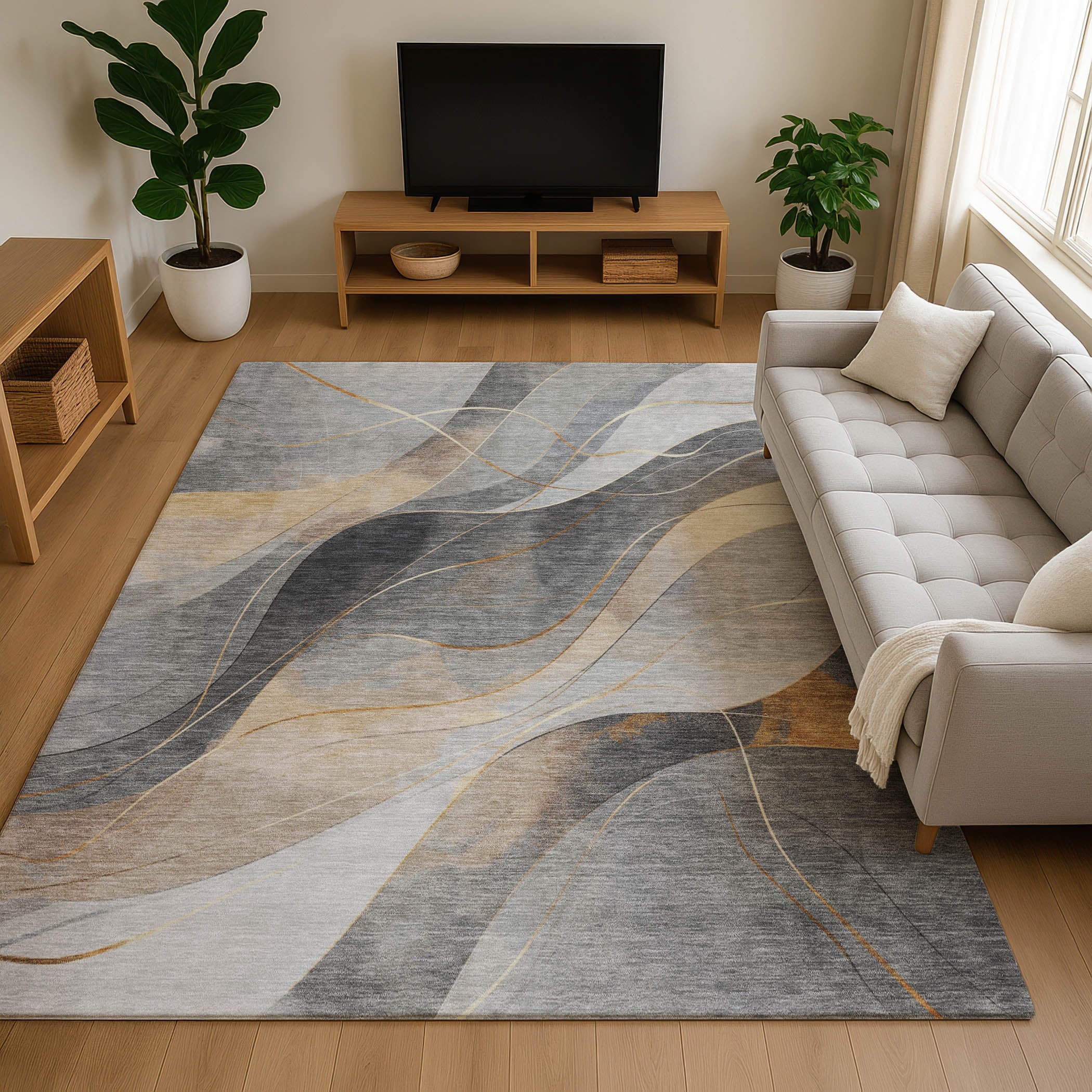 Havana Machine Washable Transitional Gray Rug 2'6" x 3'10" #shape_Rectangle