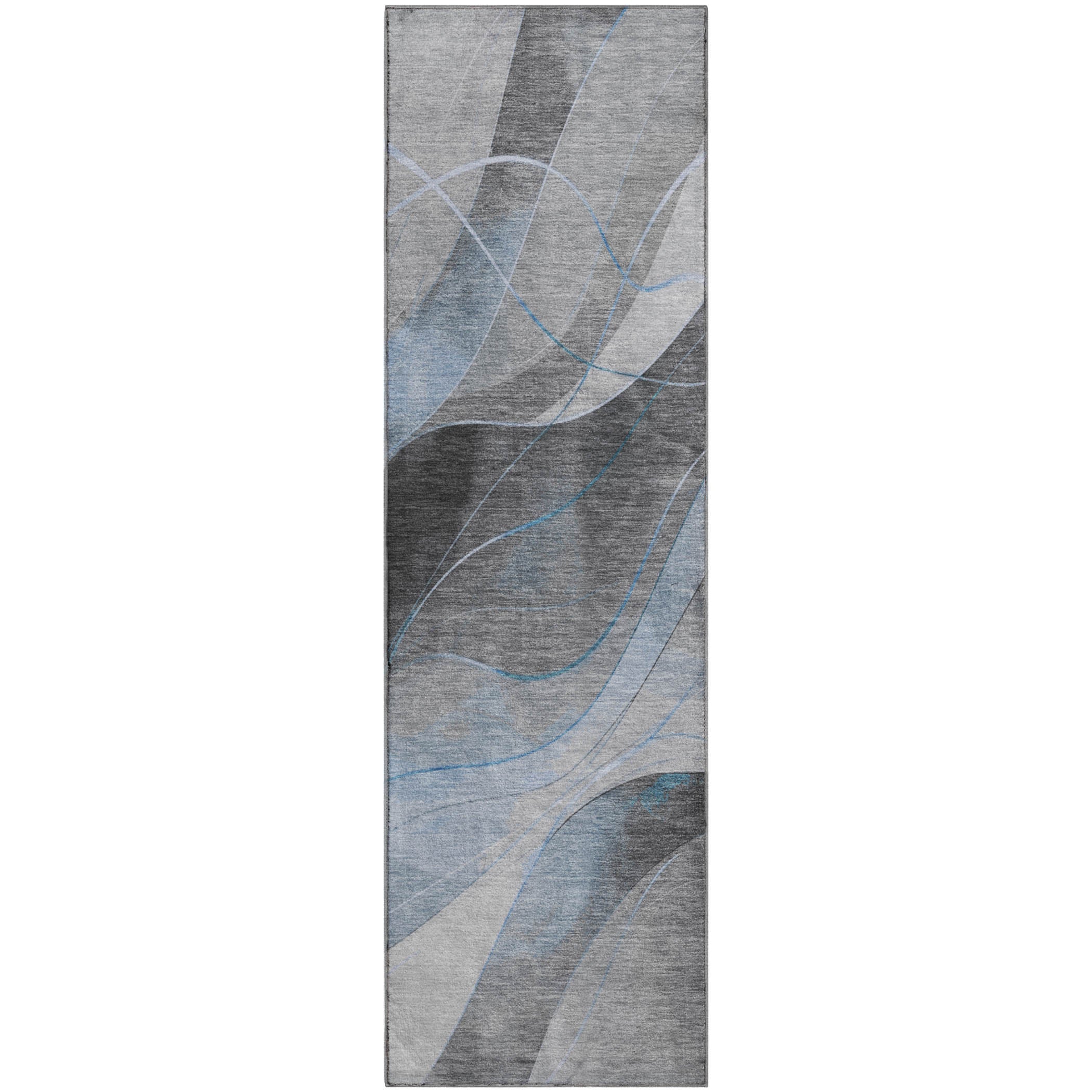 Havana Machine Washable Transitional Sky Blue Rug 2'3" x 7'6" #shape_Runner
