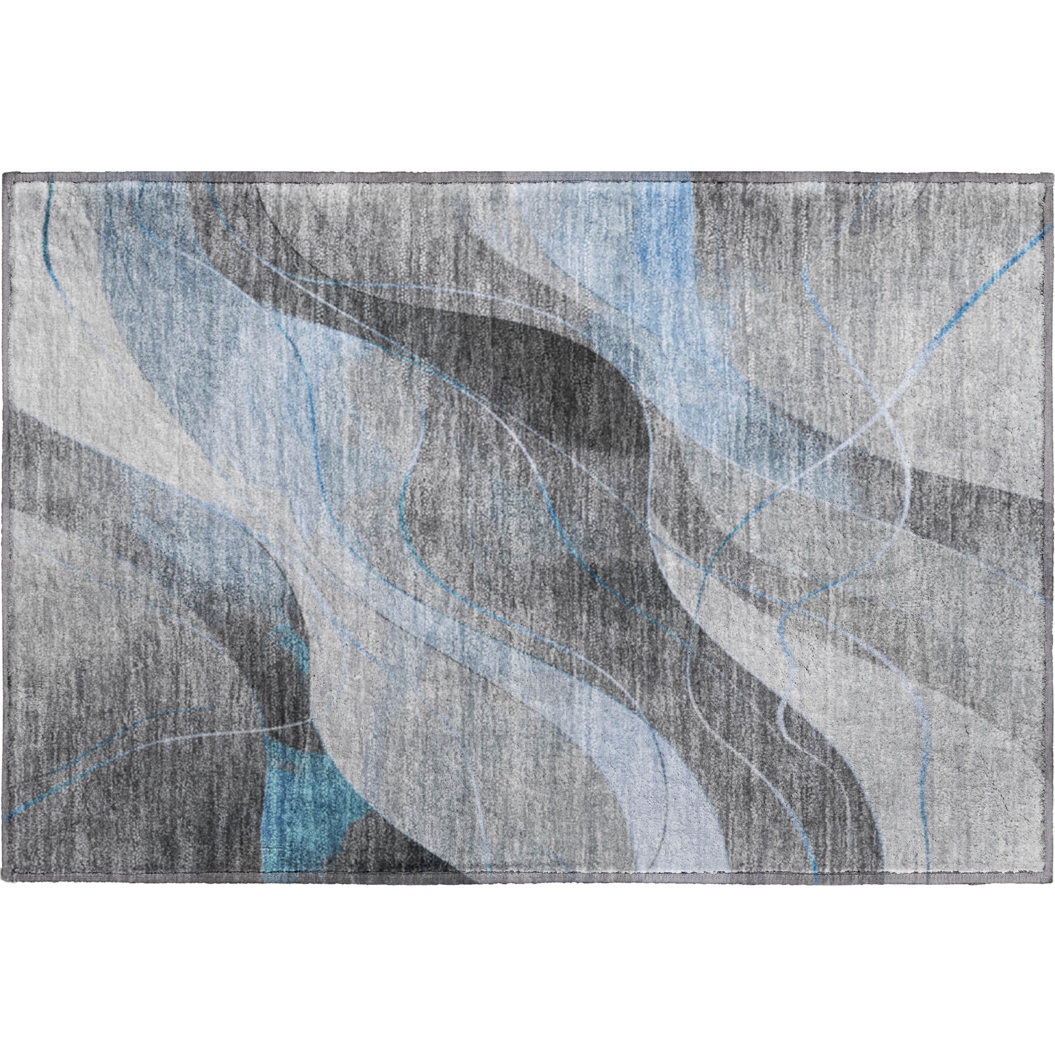 Havana Machine Washable Transitional Sky Blue Rug 1'8" x 2'6" #shape_Rectangle