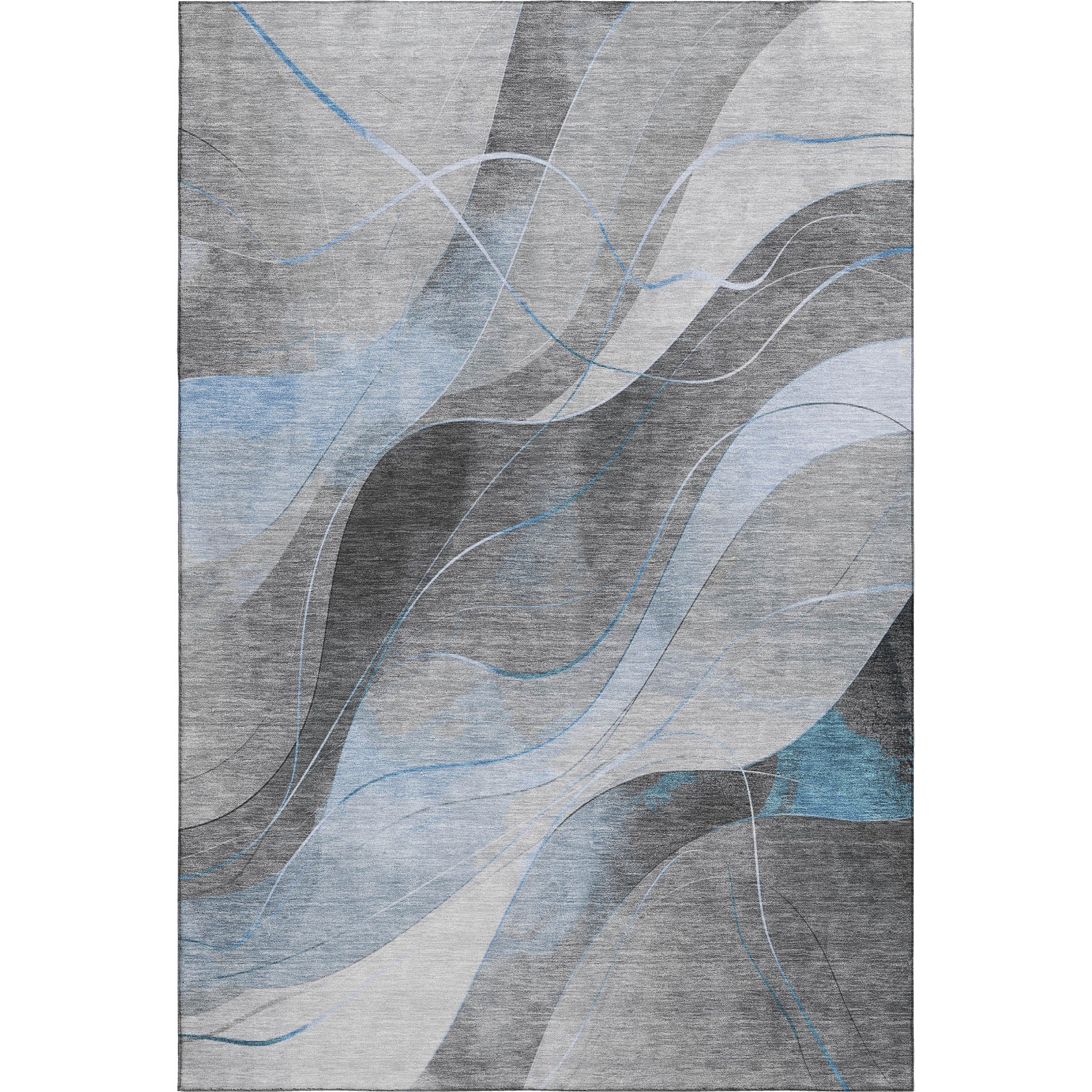 Havana Machine Washable Transitional Sky Blue Rug 2'6" x 3'10" #shape_Rectangle
