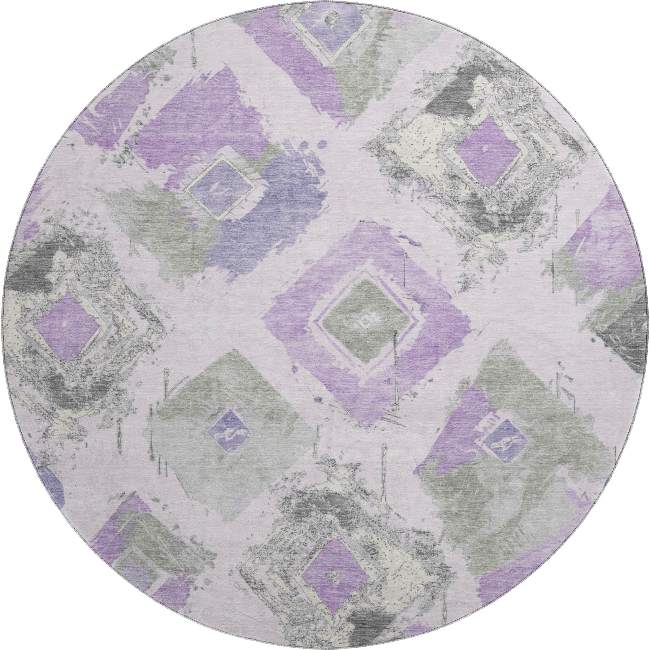 Montevideo Machine Washable Transitional Lavender Purple Rug 8' x 8' #shape_Round