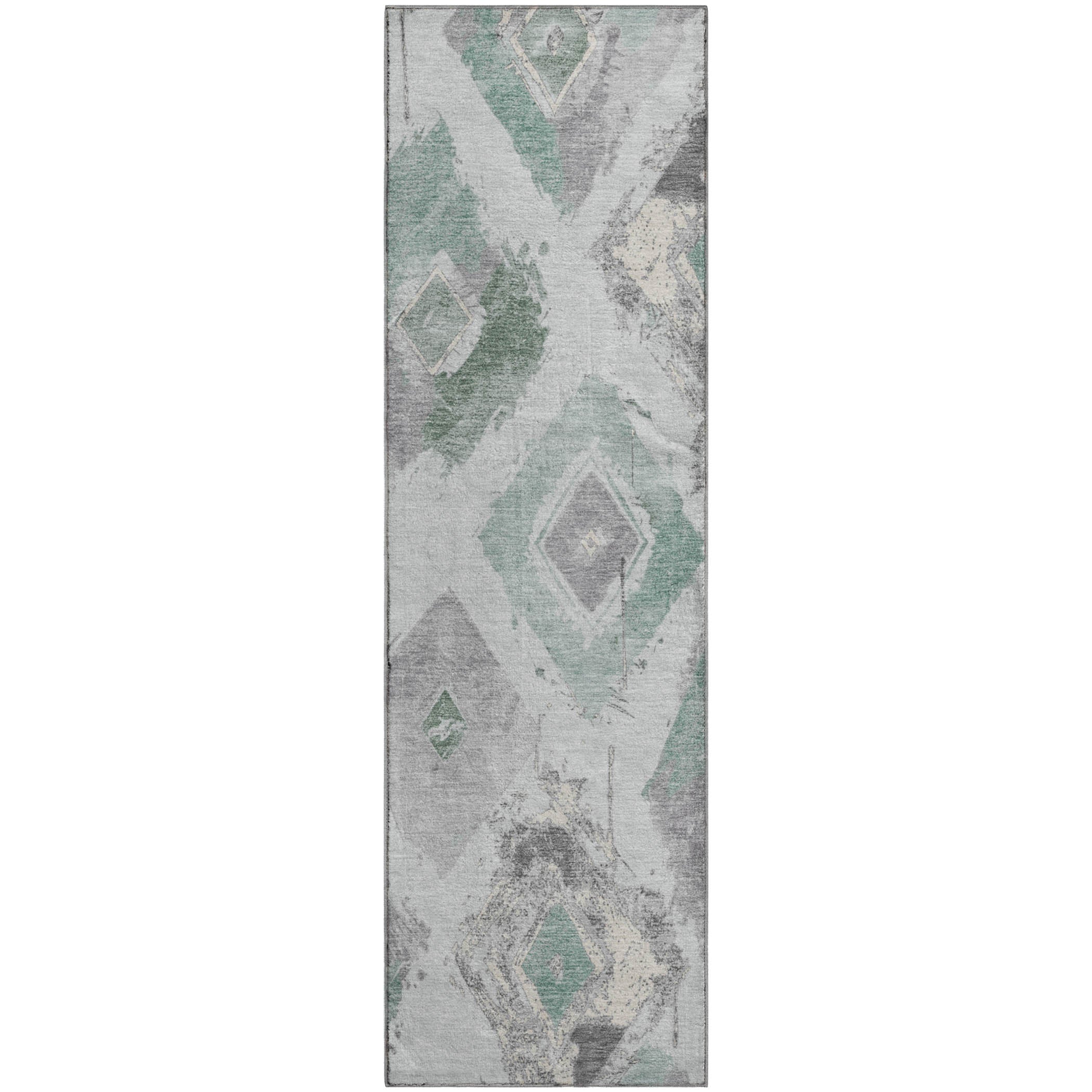Montevideo Machine Washable Transitional Seafoam Blue Rug 2'3" x 7'6" #shape_Runner