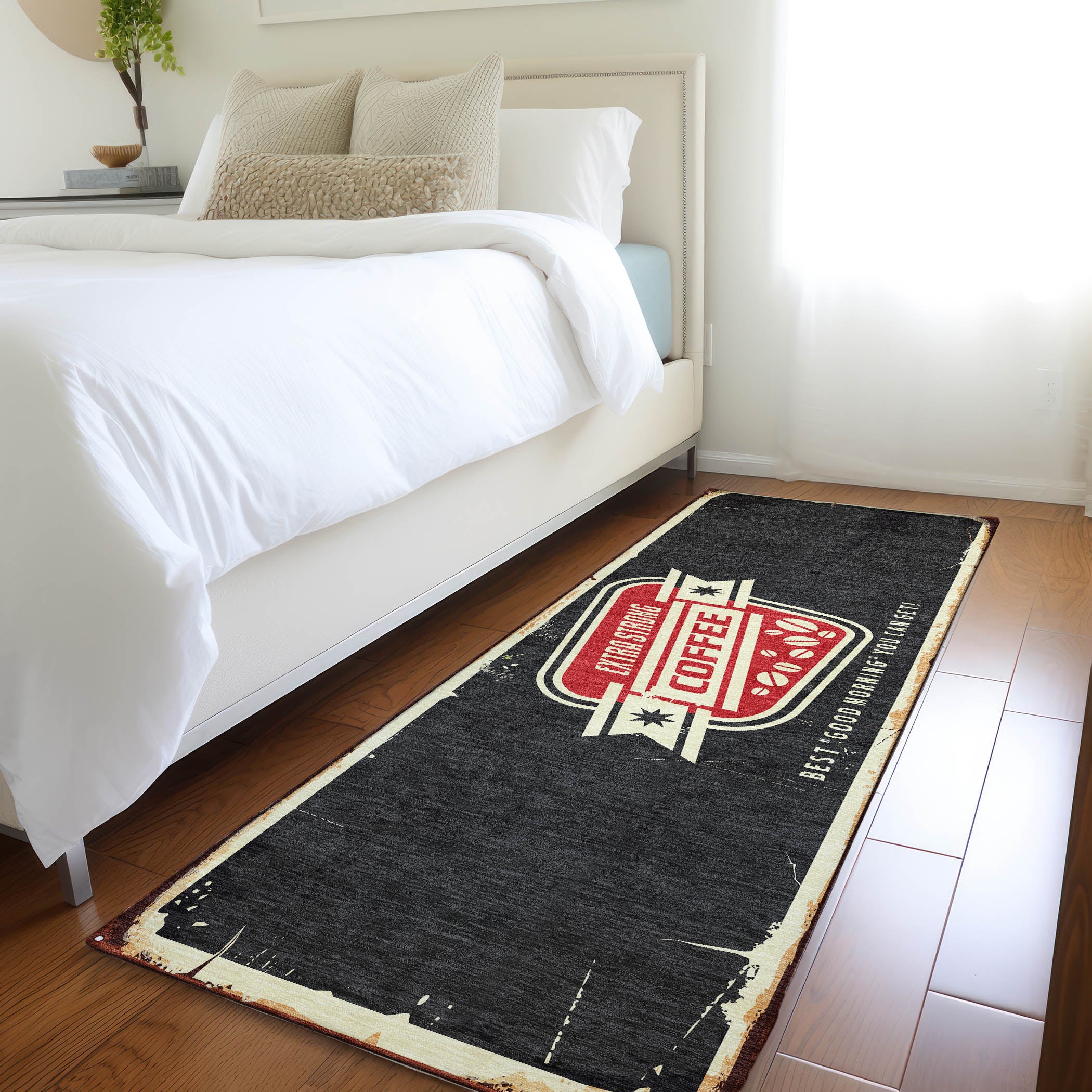 Sarajevo Machine Washable Kitchen Midnight Black Rug 2'3" x 7'6" #shape_Runner