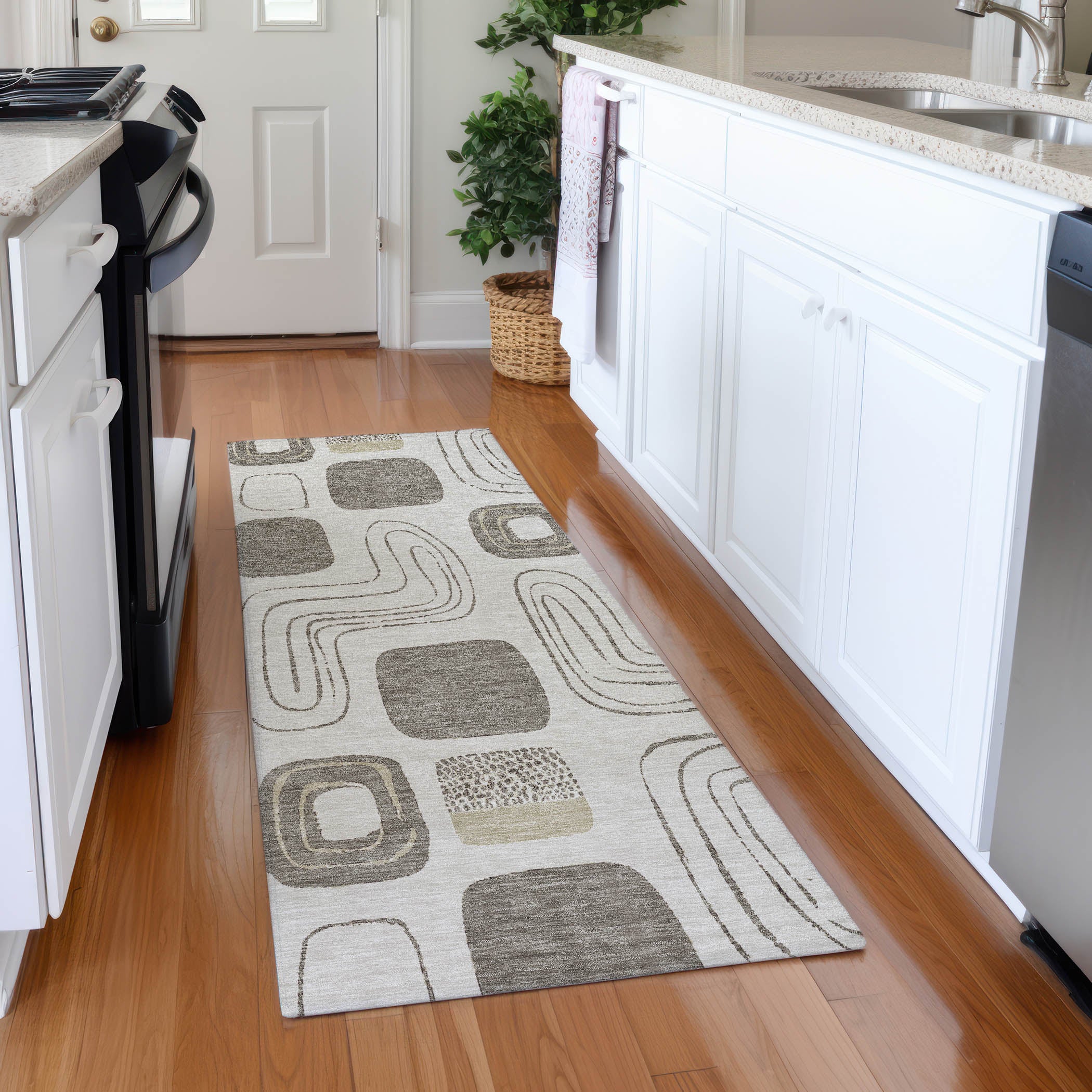 Dubrovnik Machine Washable Transitional Beige Brown Rug 2'3" x 7'6" #shape_Runner