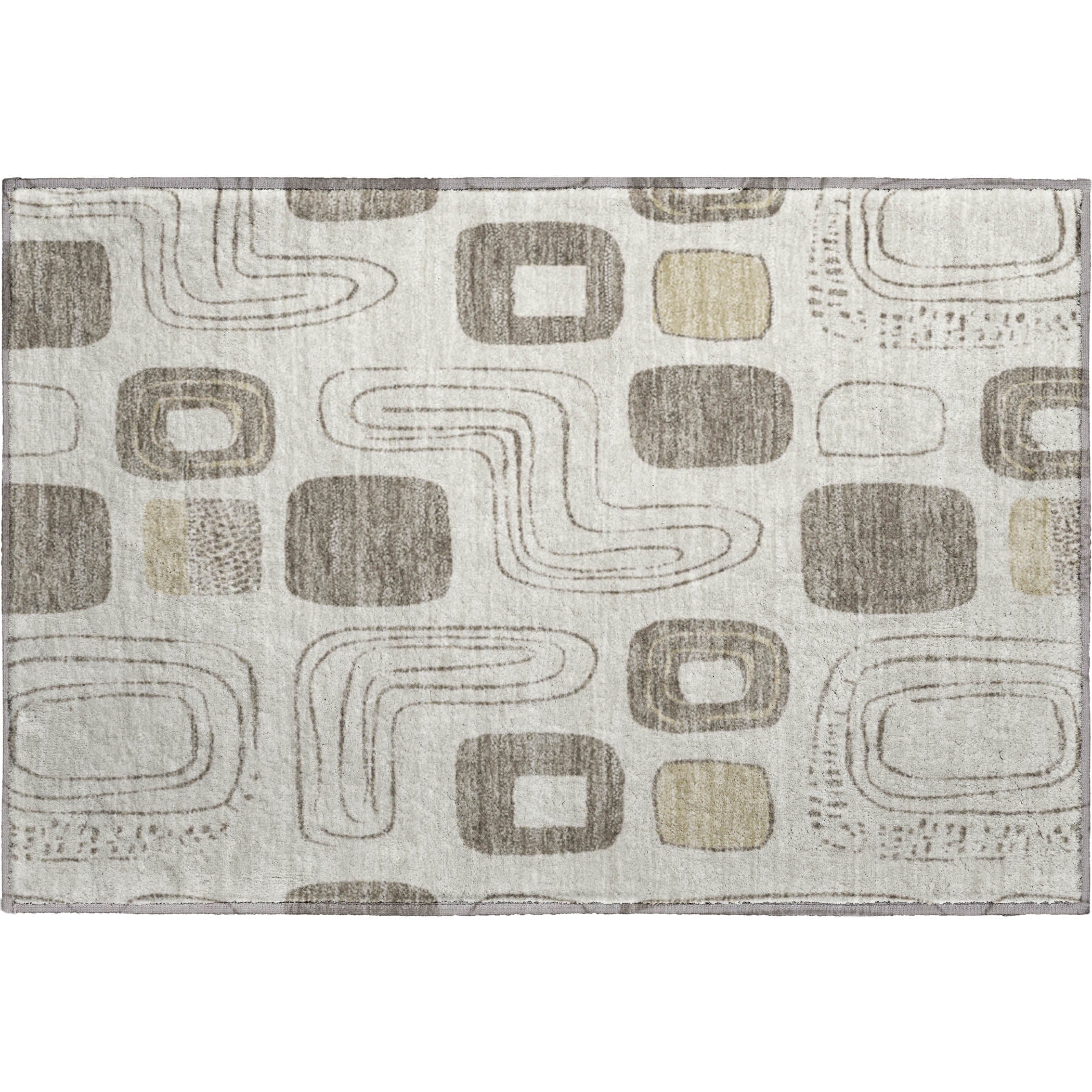 Dubrovnik Machine Washable Transitional Beige Brown Rug 1'8" x 2'6" #shape_Rectangle
