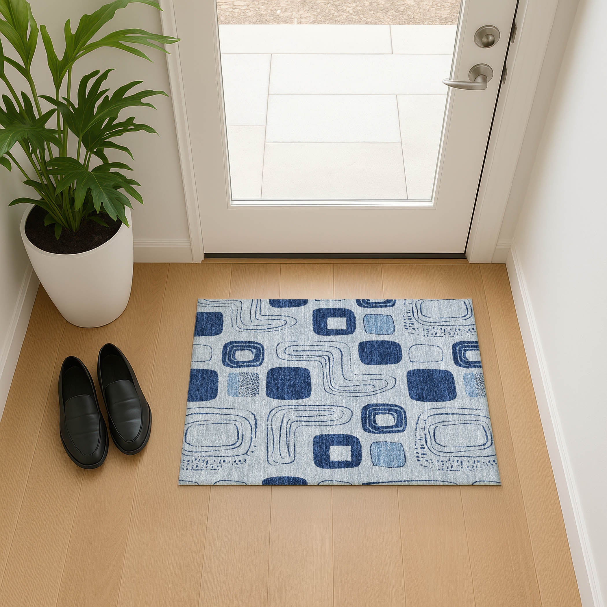 Dubrovnik Machine Washable Transitional Blue Rug 1'8" x 2'6" #shape_Rectangle
