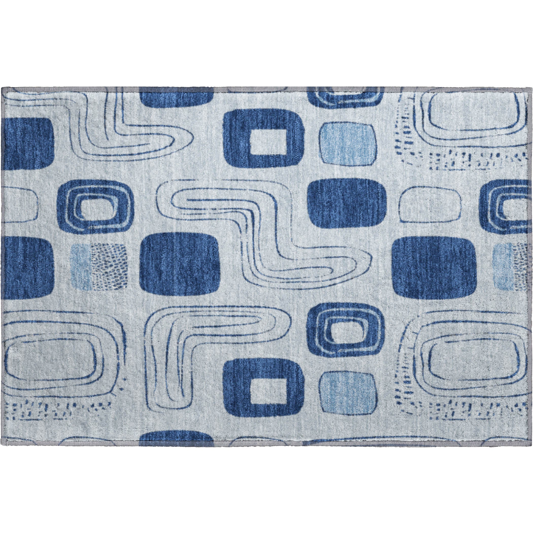 Dubrovnik Machine Washable Transitional Blue Rug 1'8" x 2'6" #shape_Rectangle