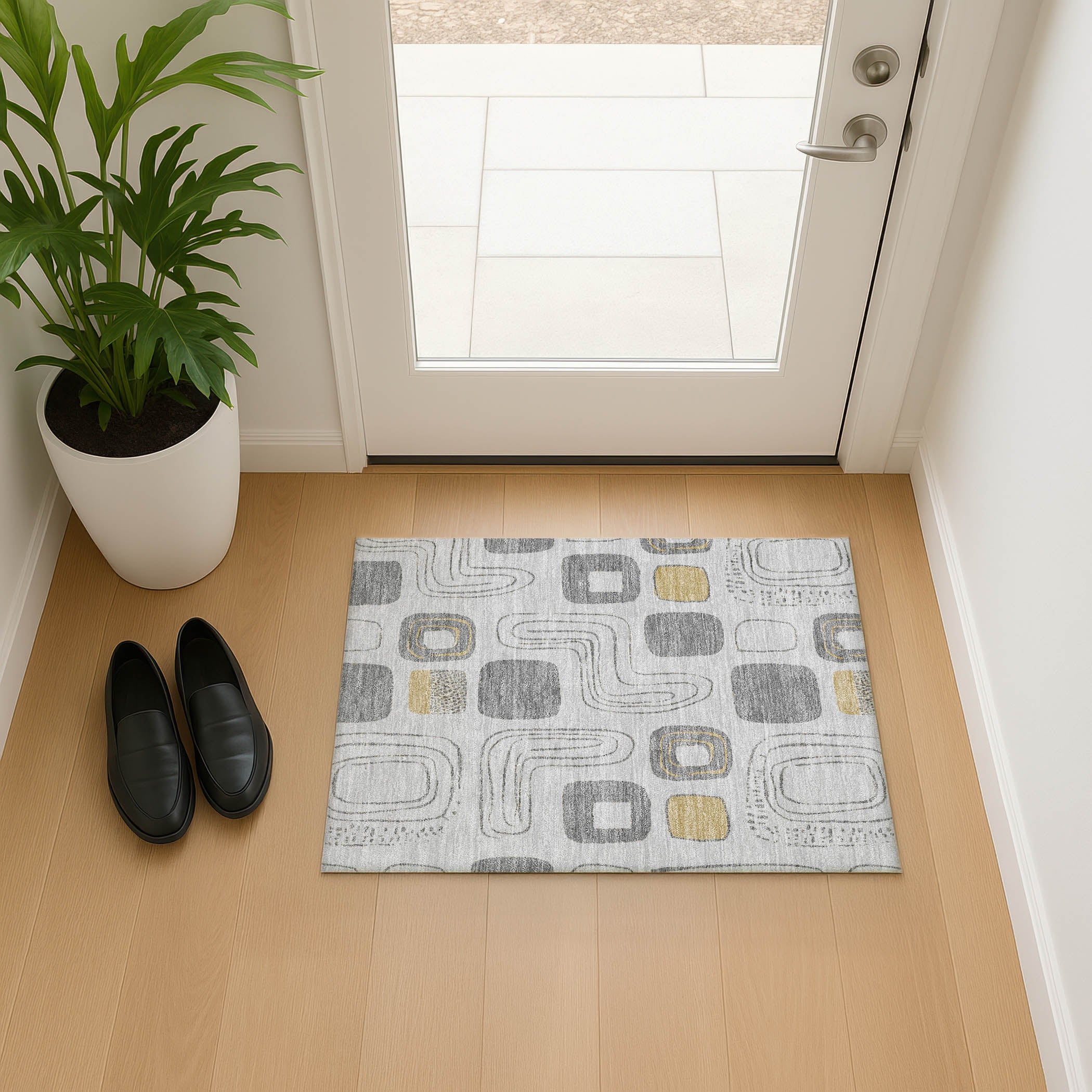 Dubrovnik Machine Washable Transitional Gray Rug 1'8" x 2'6" #shape_Rectangle