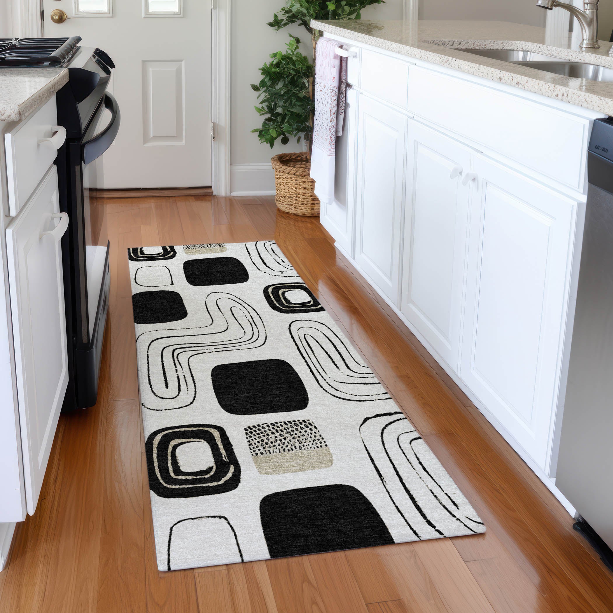 Dubrovnik Machine Washable Transitional Ivory Rug 2'3" x 7'6" #shape_Runner