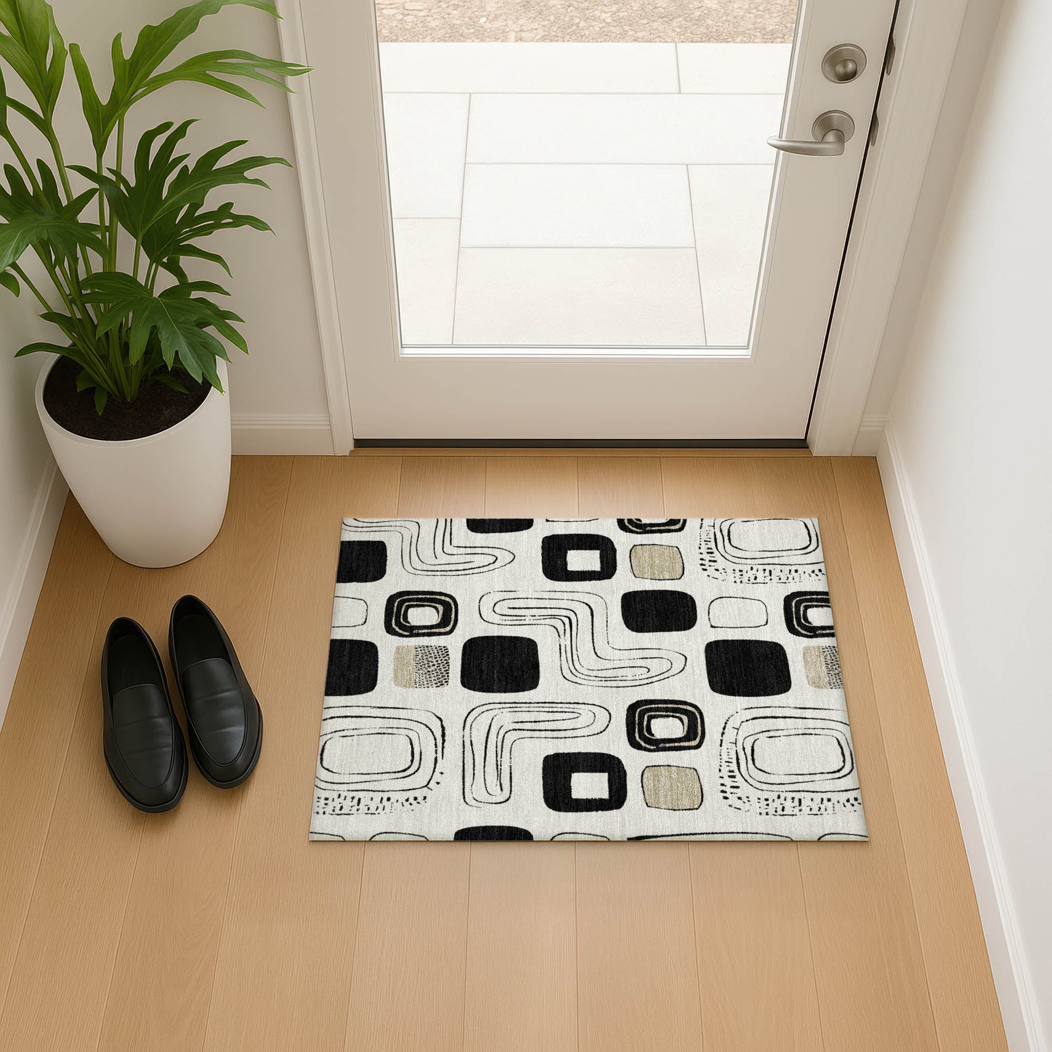 Dubrovnik Machine Washable Transitional Ivory Rug 1'8" x 2'6" #shape_Rectangle