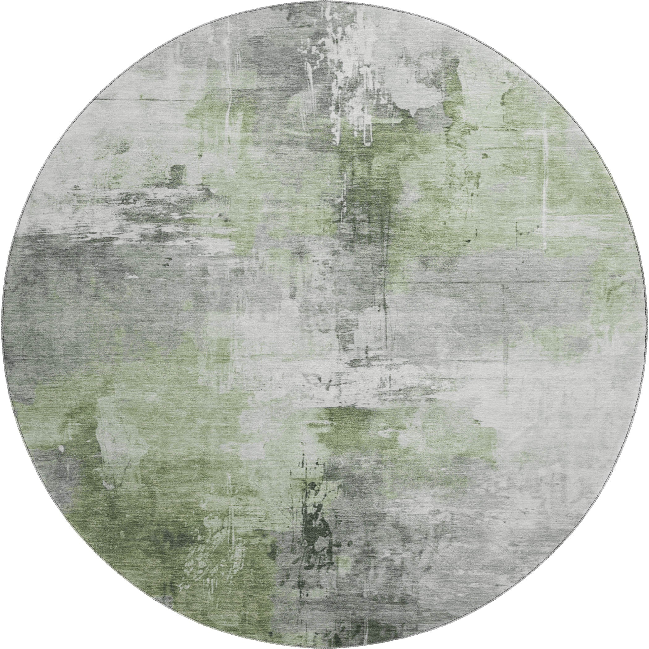 Baku Machine Washable Transitional Green Rug 8' x 8' #shape_Round