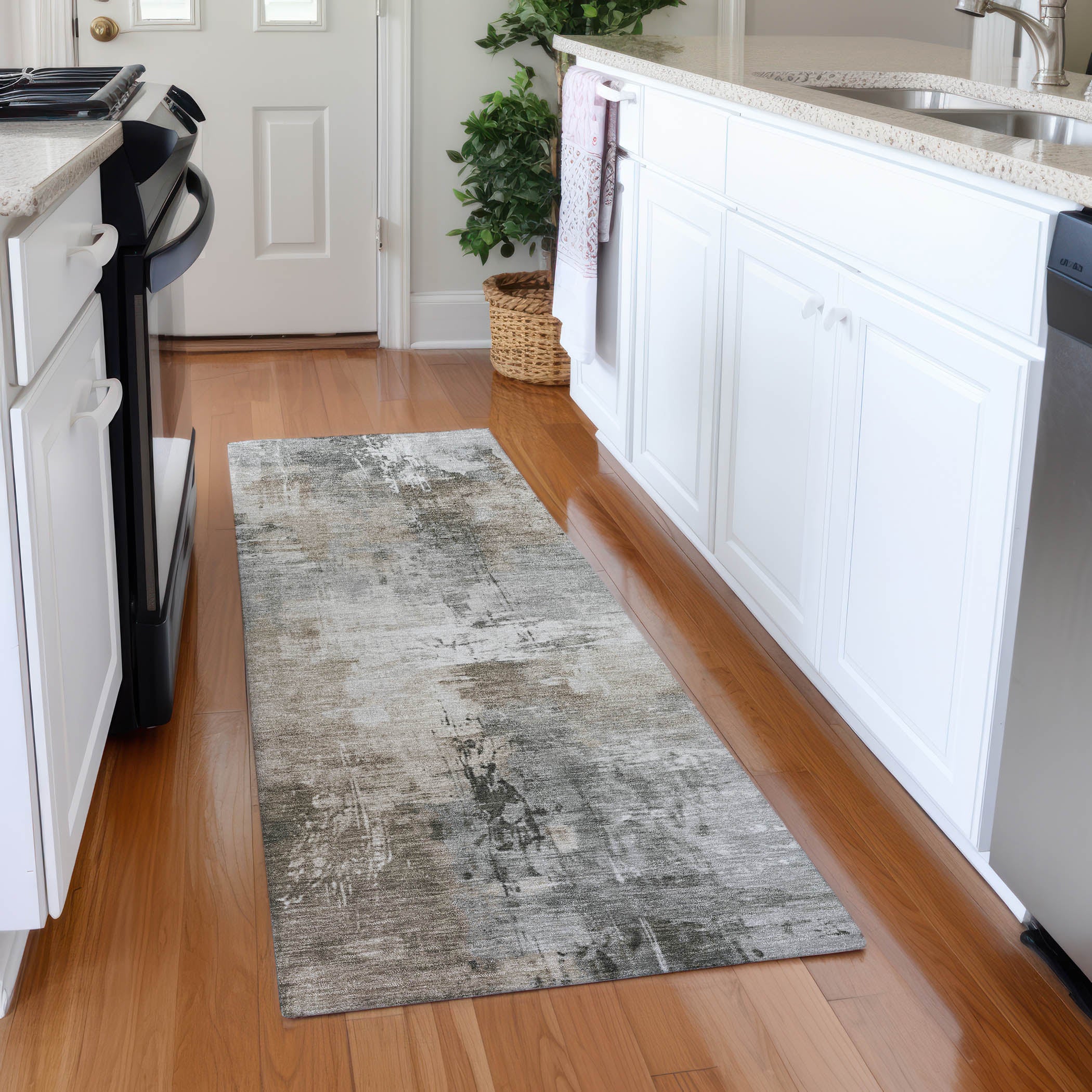 Baku Machine Washable Transitional Ivory Rug 2'3" x 7'6" #shape_Runner