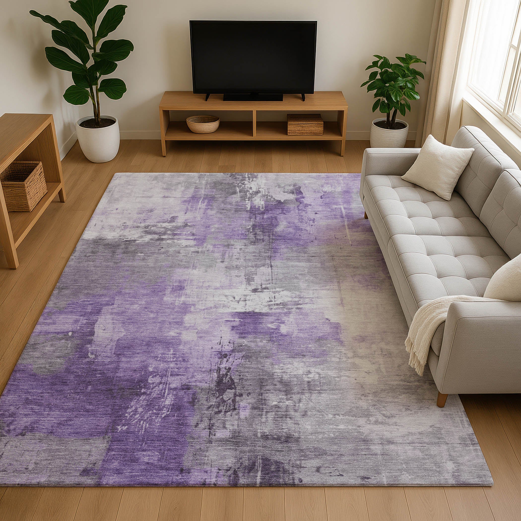 Baku Machine Washable Transitional Purple Rug 2'6" x 3'10" #shape_Rectangle