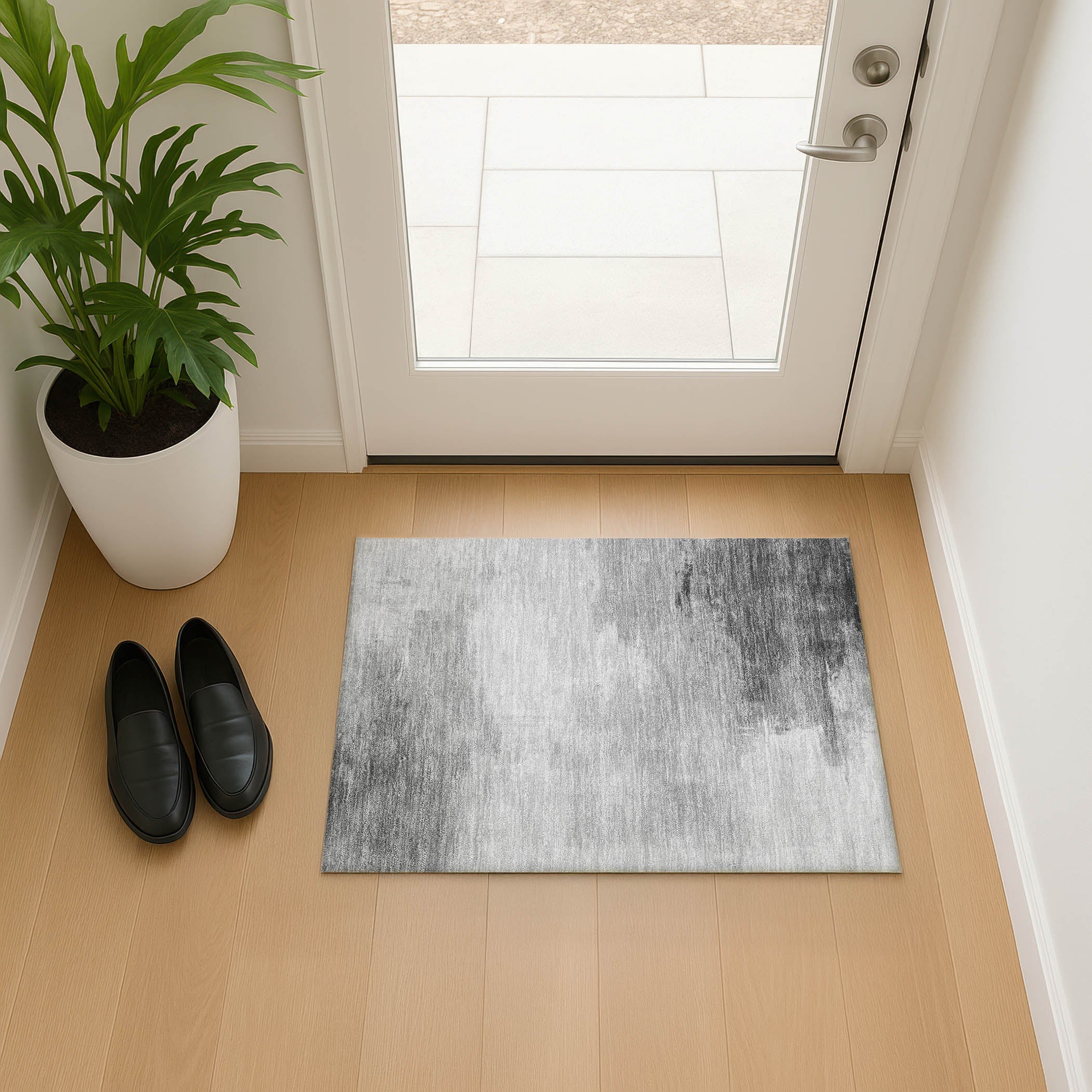 Oslo Machine Washable Transitional Gray Rug 1'8" x 2'6" #shape_Rectangle