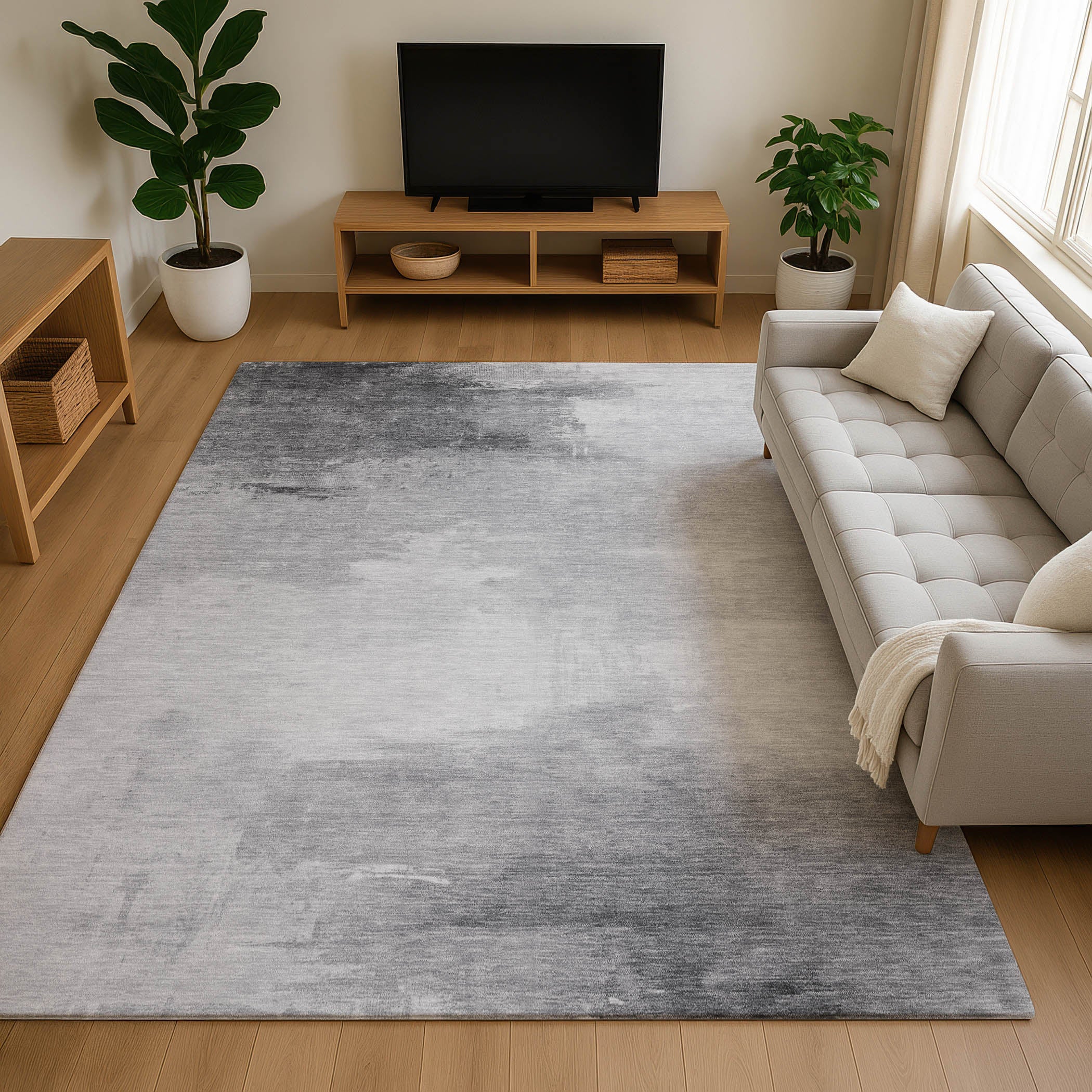Oslo Machine Washable Transitional Gray Rug 2'6" x 3'10" #shape_Rectangle