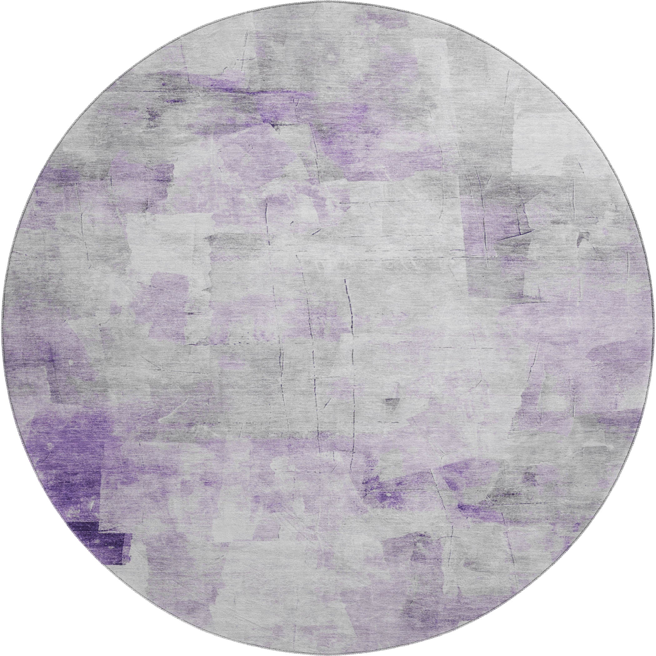 Antigua Machine Washable Transitional Lavender Purple Rug 8' x 8' #shape_Round