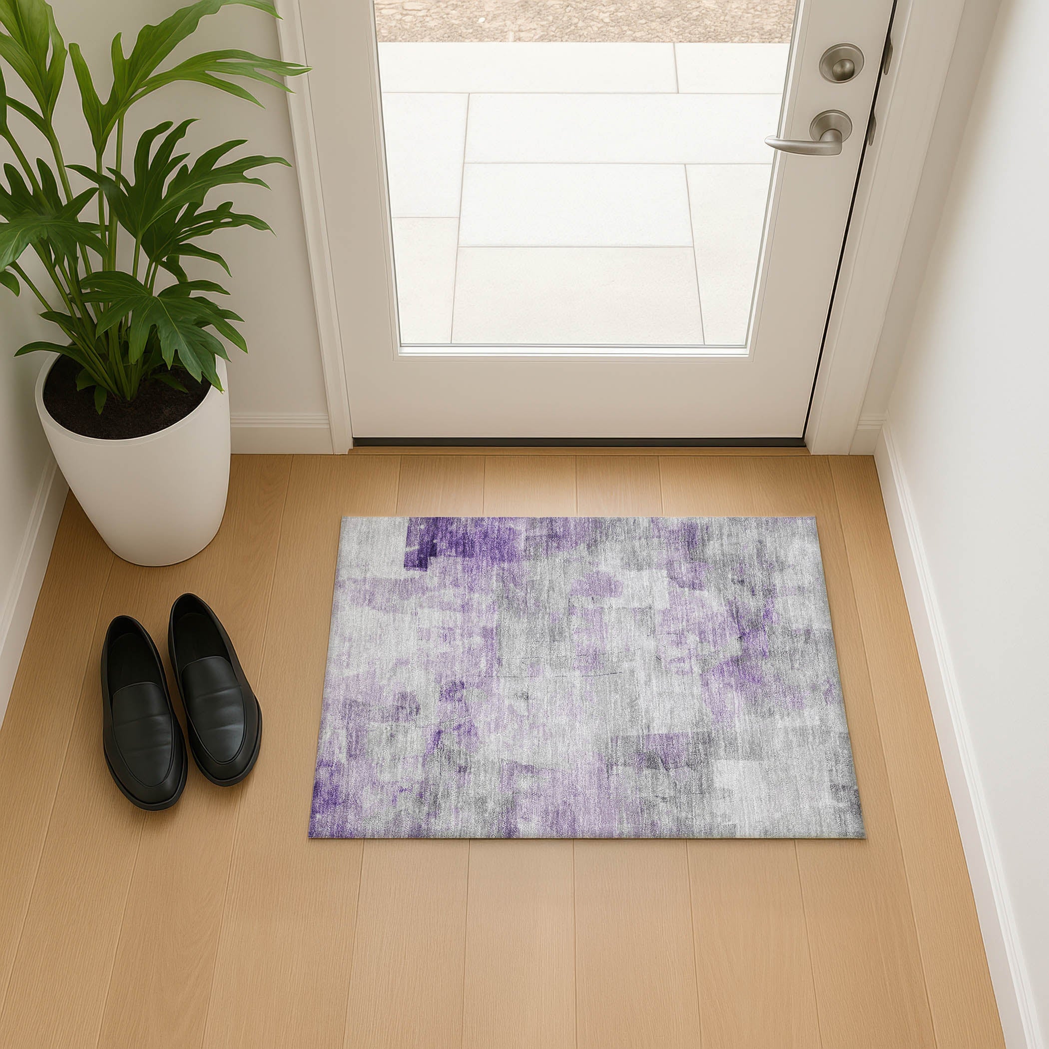 Antigua Machine Washable Transitional Lavender Purple Rug 1'8" x 2'6" #shape_Rectangle