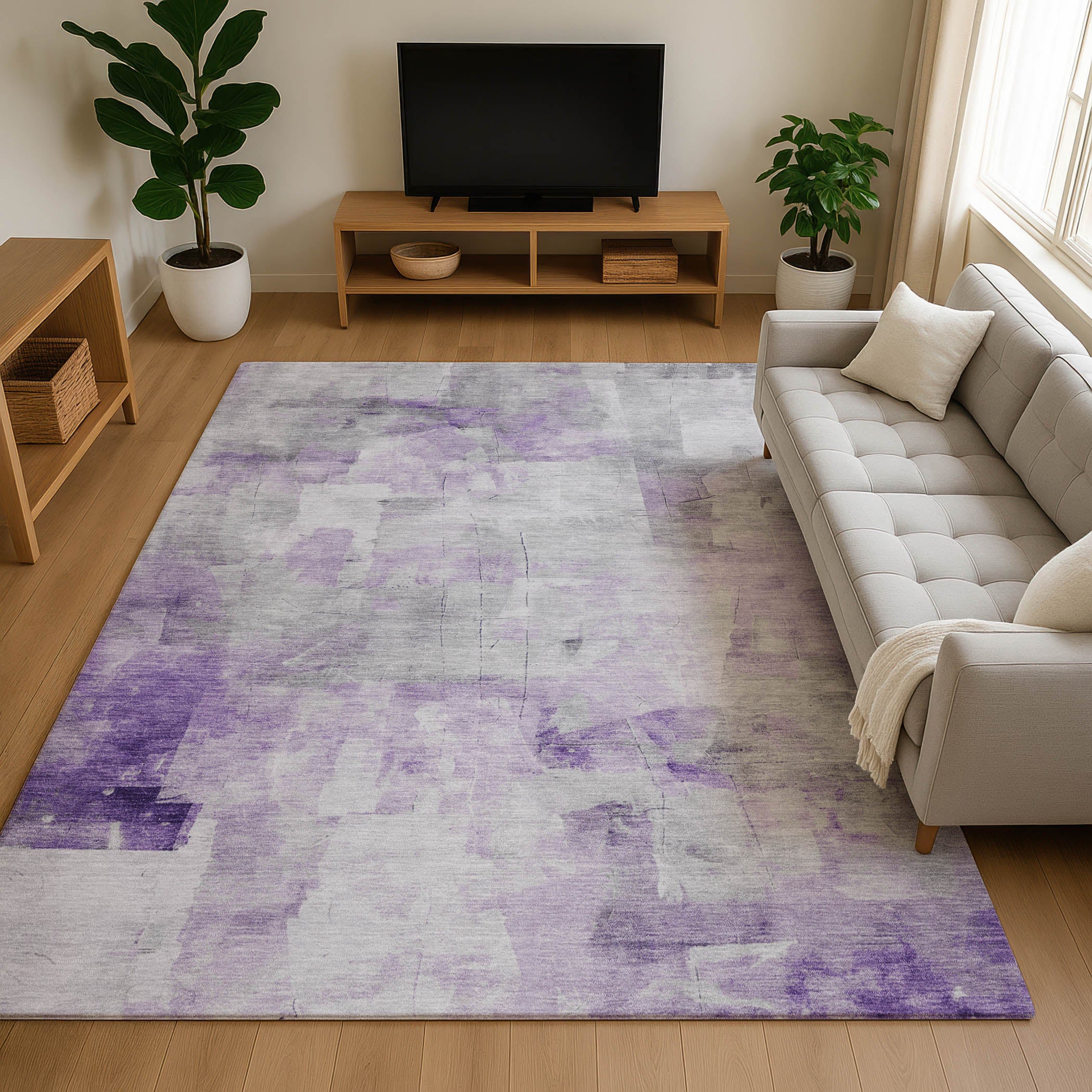 Antigua Machine Washable Transitional Lavender Purple Rug 2'6" x 3'10" #shape_Rectangle