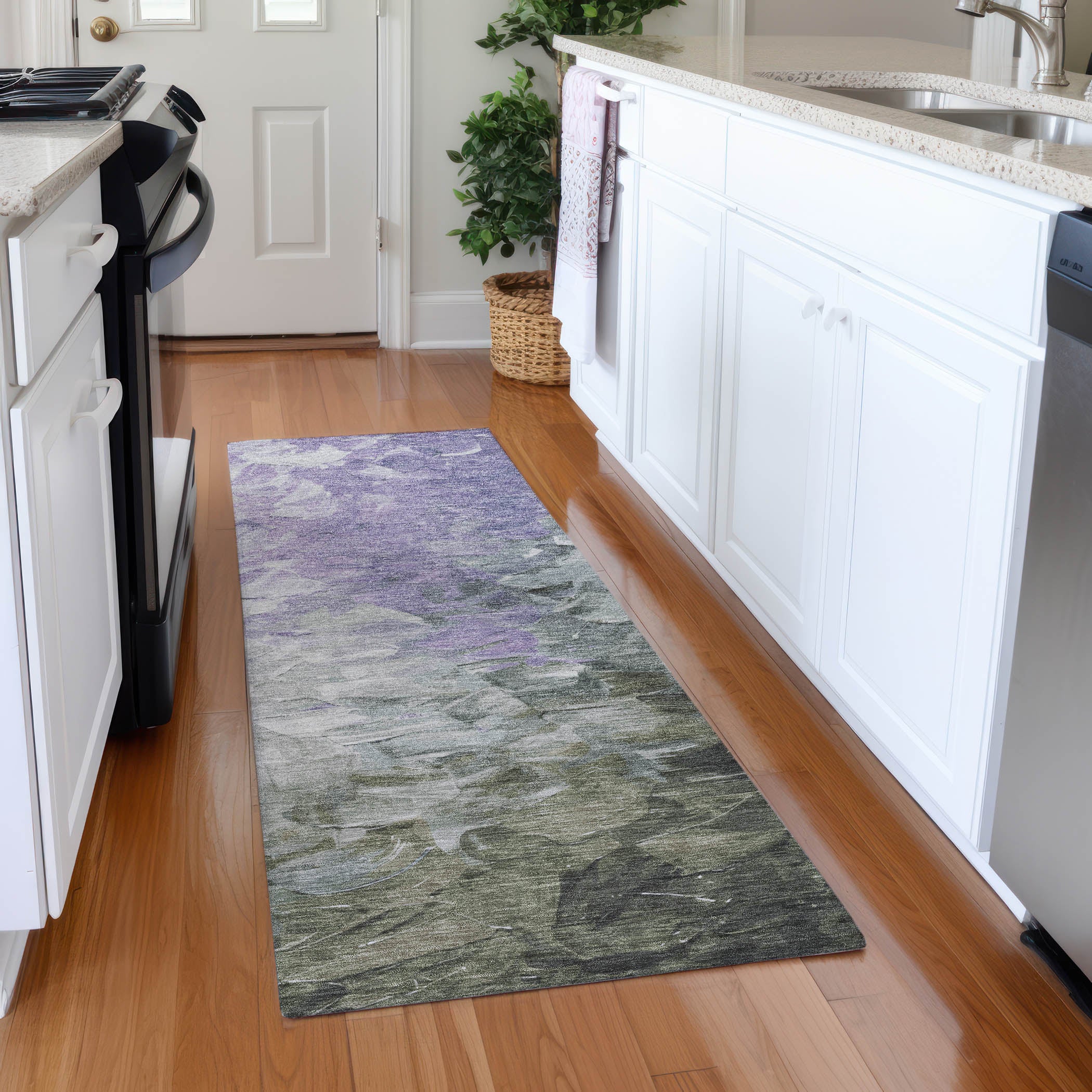 Lima Machine Washable Transitional Lavender Purple Rug 2'3" x 7'6" #shape_Runner