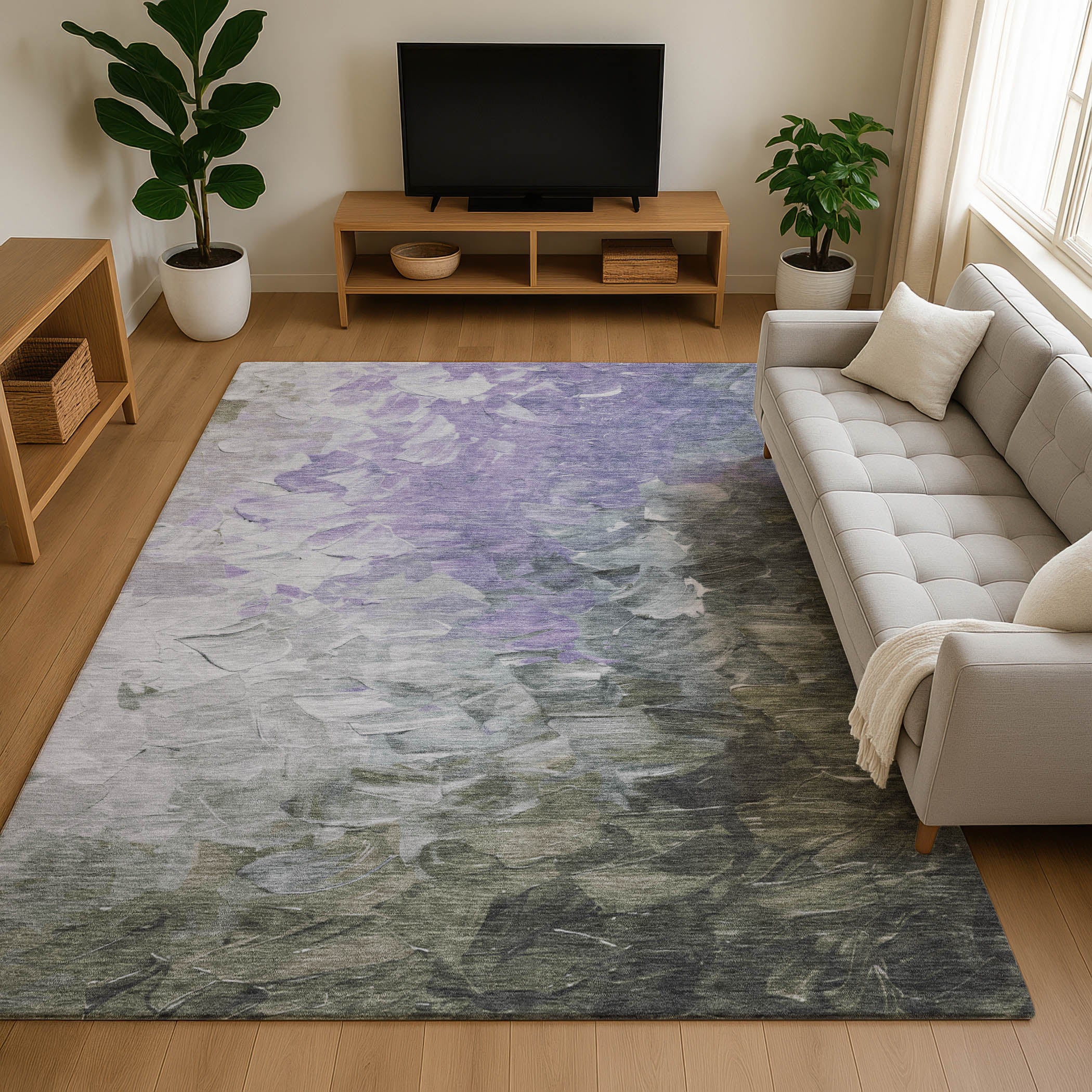 Lima Machine Washable Transitional Lavender Purple Rug 2'6" x 3'10" #shape_Rectangle