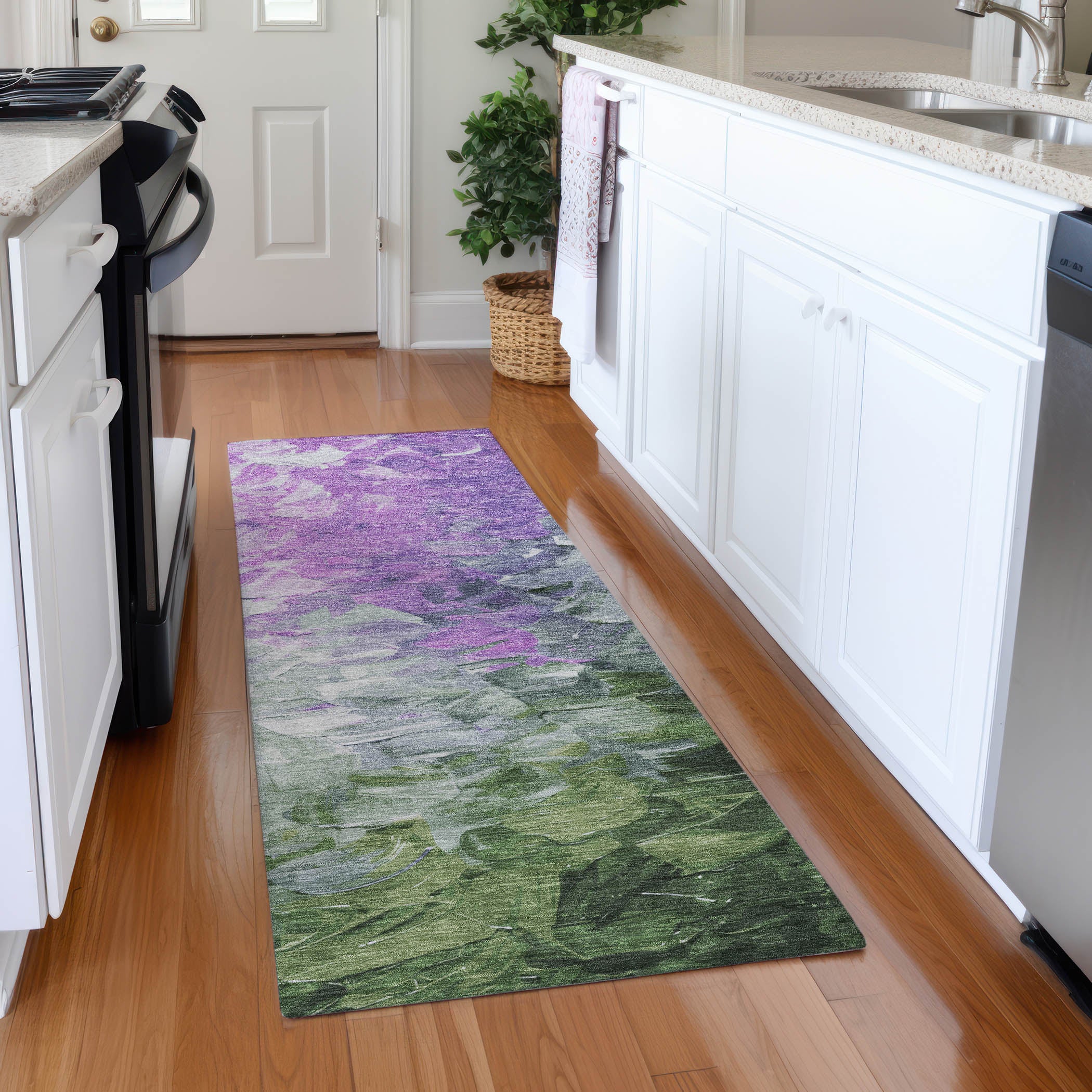 Lima Machine Washable Transitional Purple Rug 2'3" x 7'6" #shape_Runner