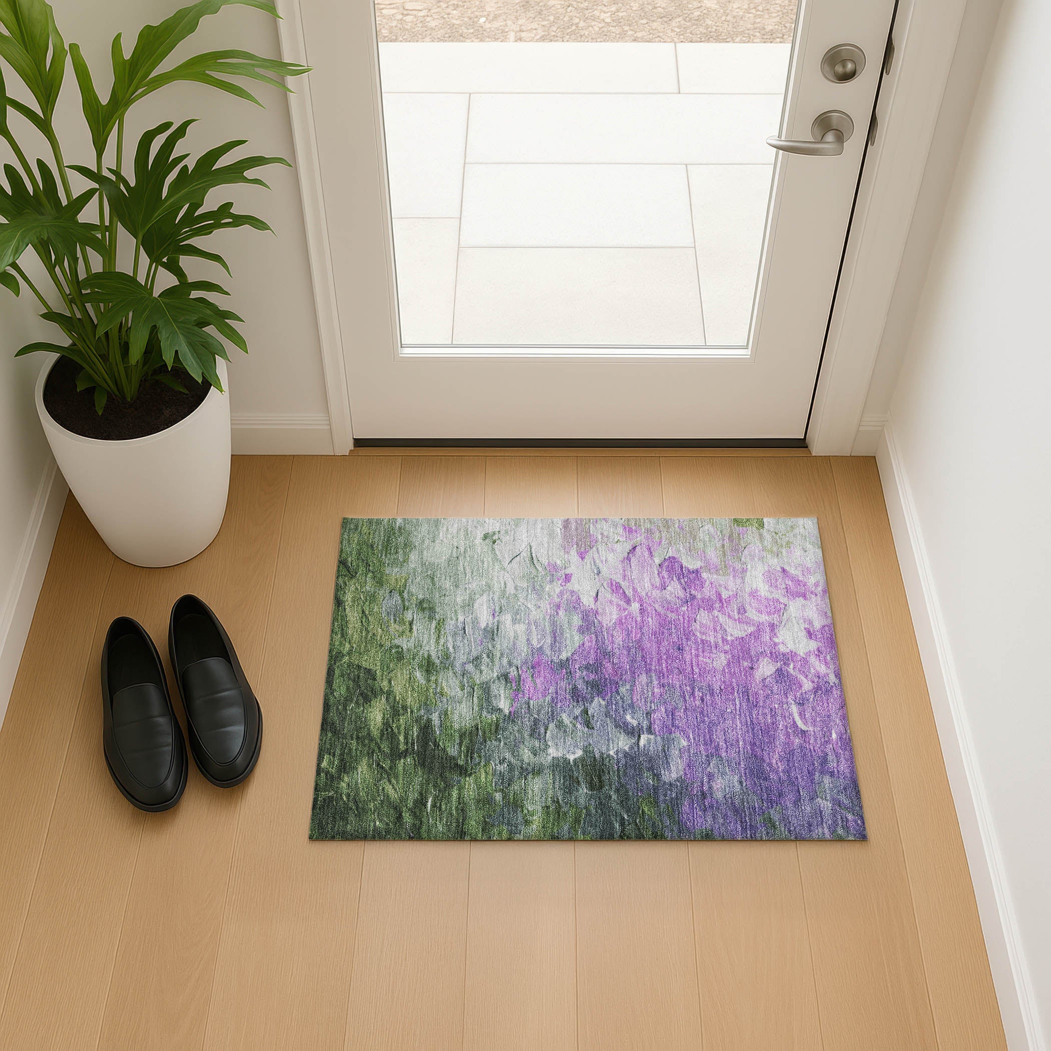 Lima Machine Washable Transitional Purple Rug 1'8" x 2'6" #shape_Rectangle