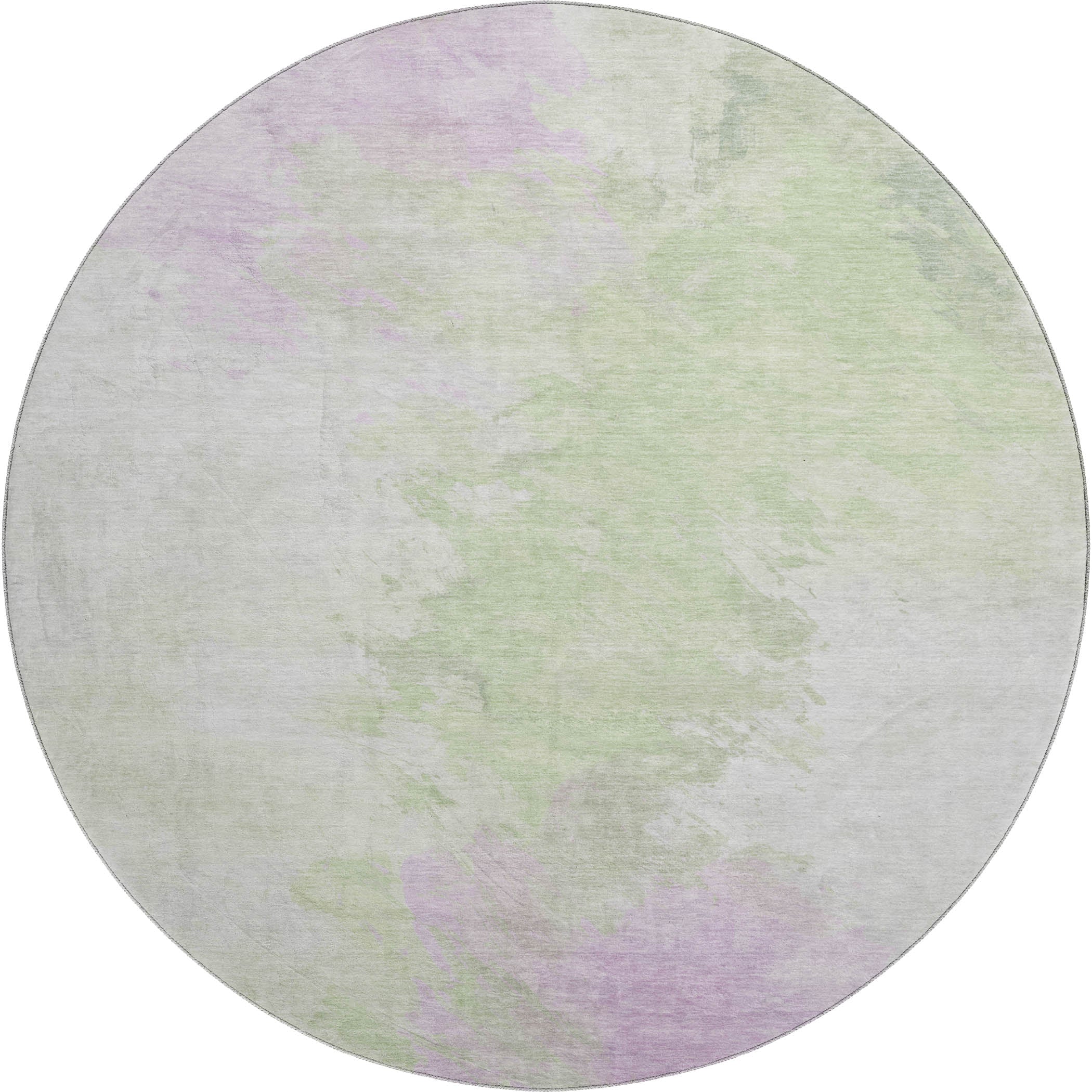 Athens Machine Washable Transitional Aloe Green Rug 8' x 8' #shape_Round