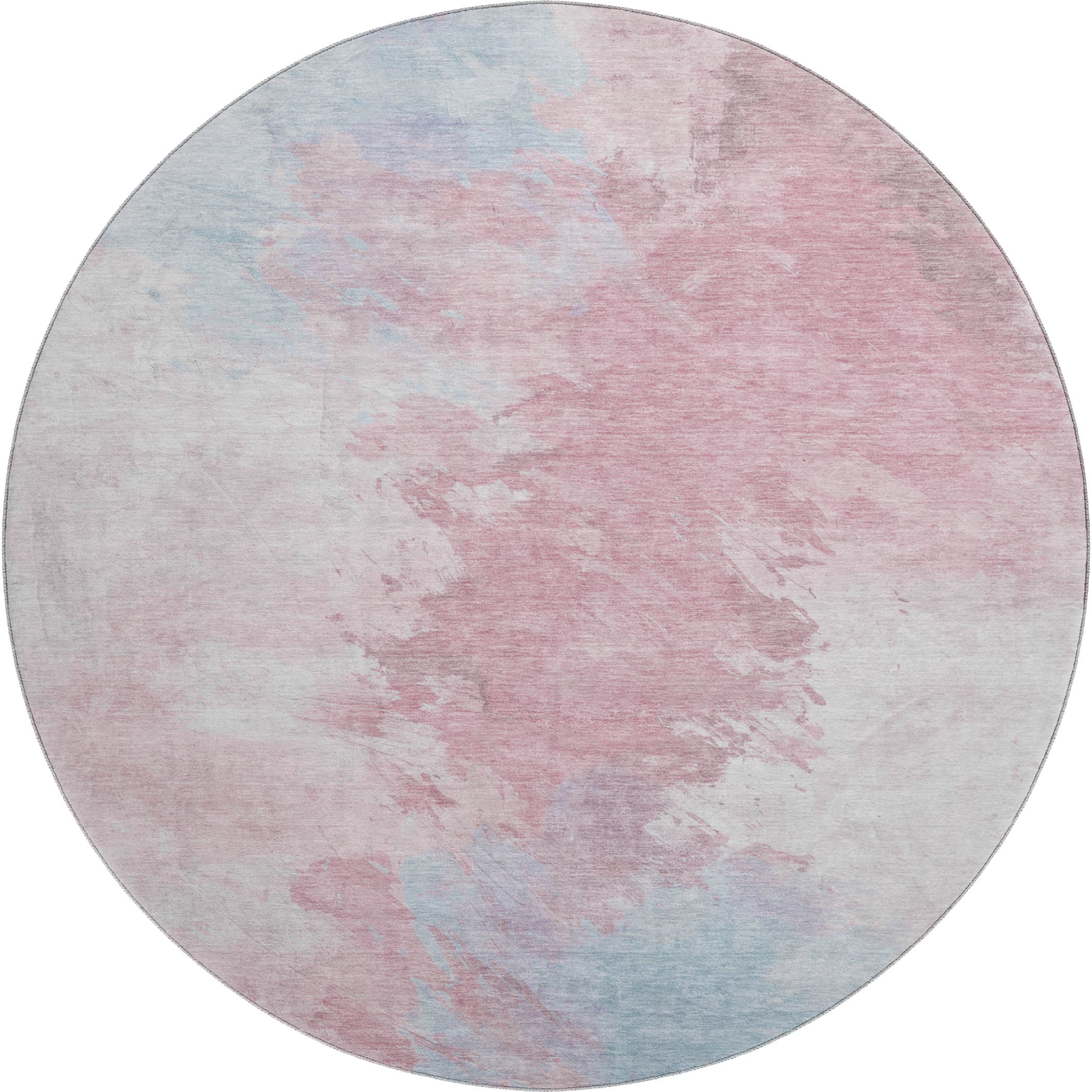 Athens Machine Washable Transitional Blush Pink Rug 8' x 8' #shape_Round