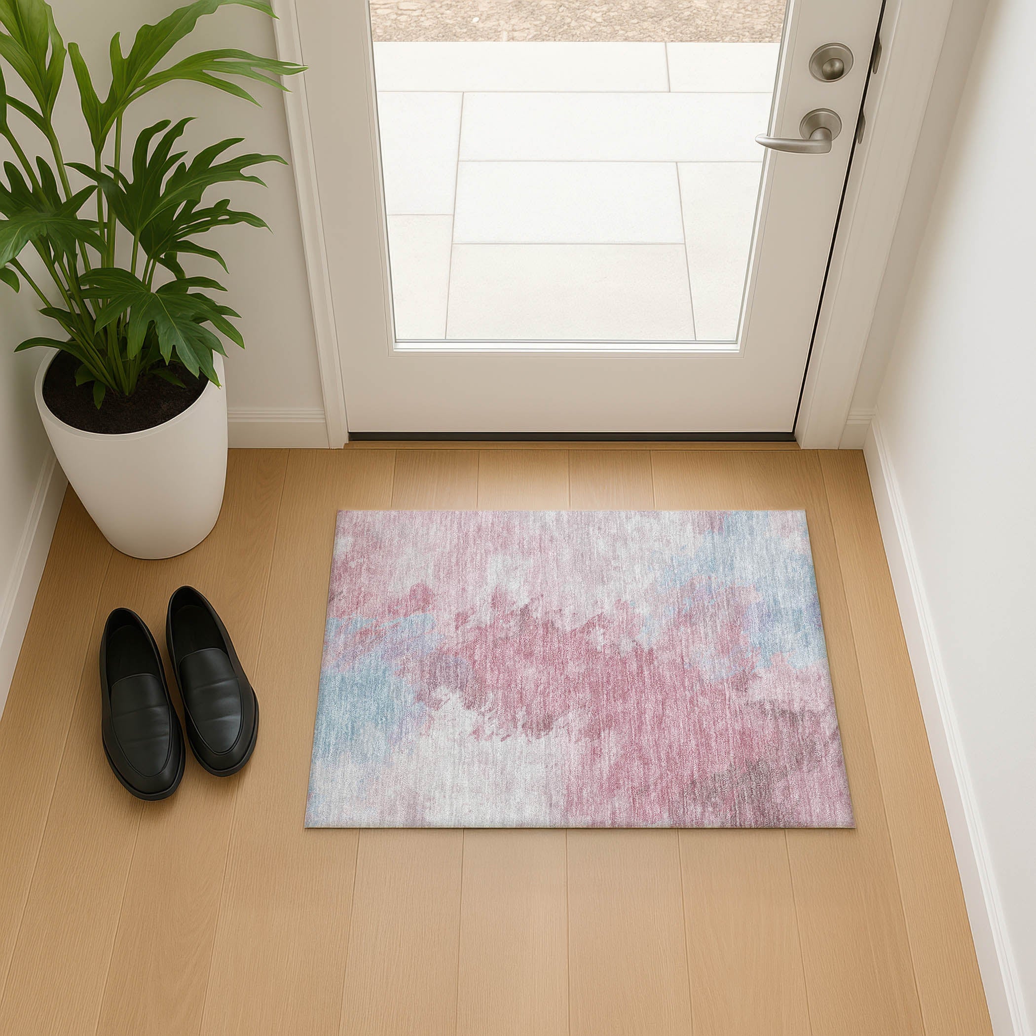 Athens Machine Washable Transitional Blush Pink Rug 1'8" x 2'6" #shape_Rectangle