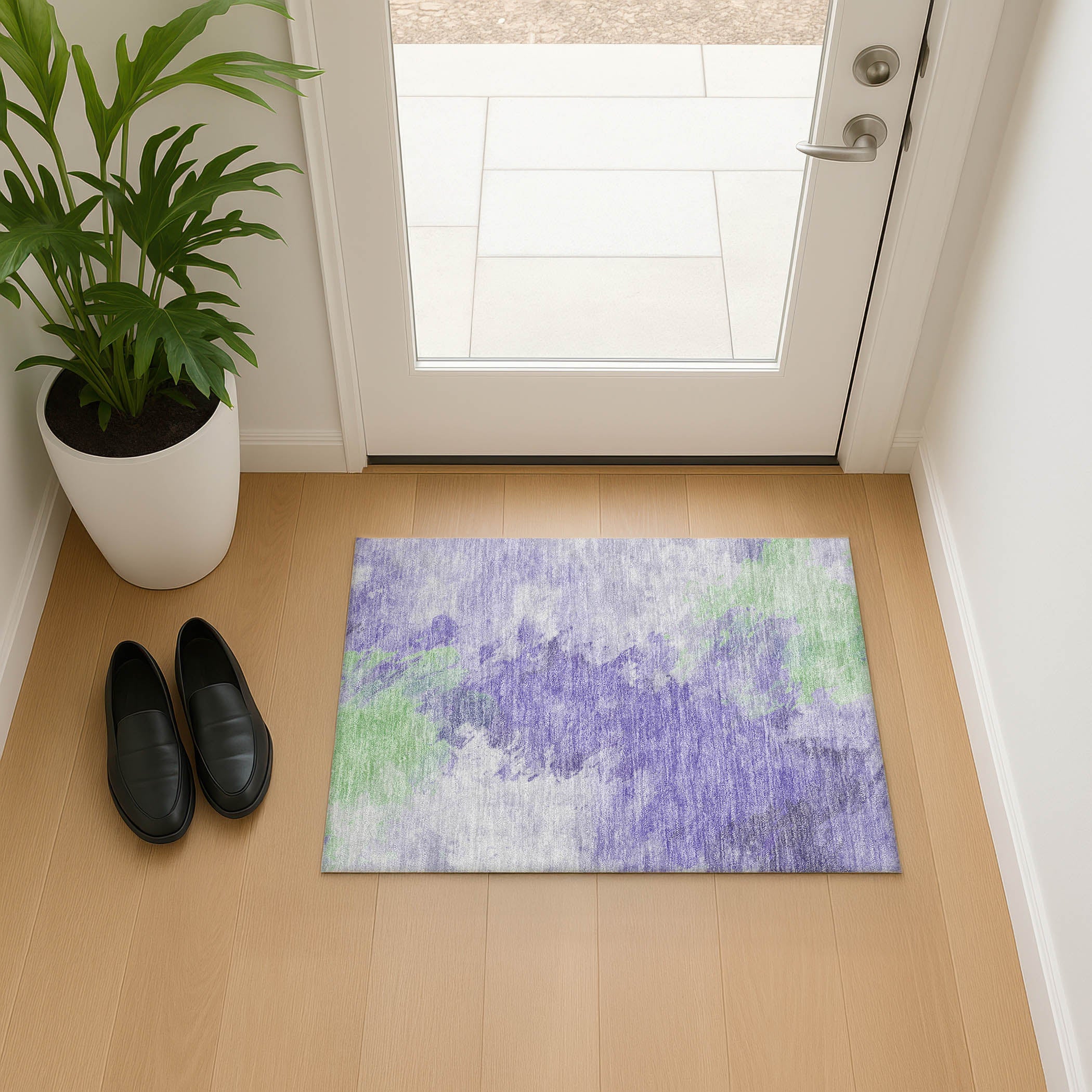 Athens Machine Washable Transitional Lavender Purple Rug 1'8" x 2'6" #shape_Rectangle