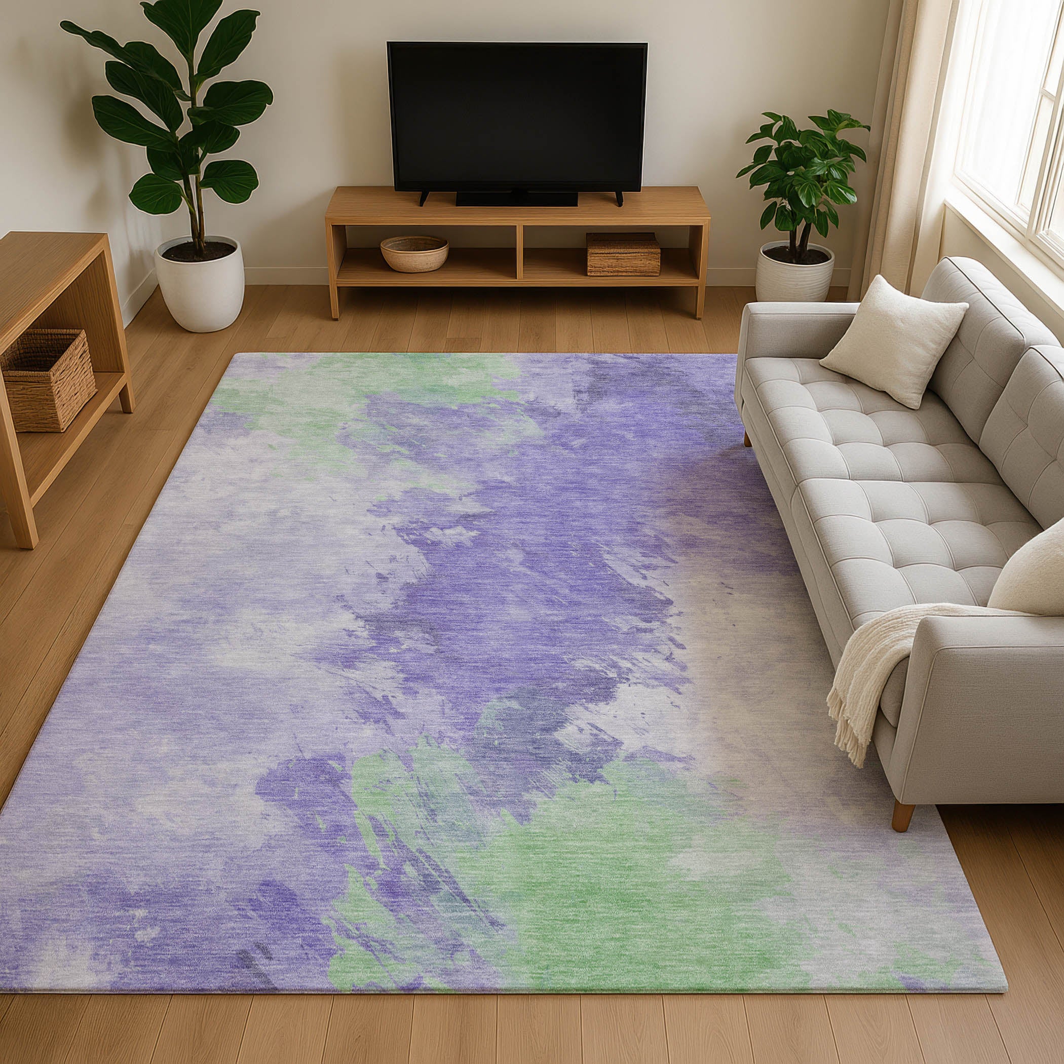 Athens Machine Washable Transitional Lavender Purple Rug 2'6" x 3'10" #shape_Rectangle