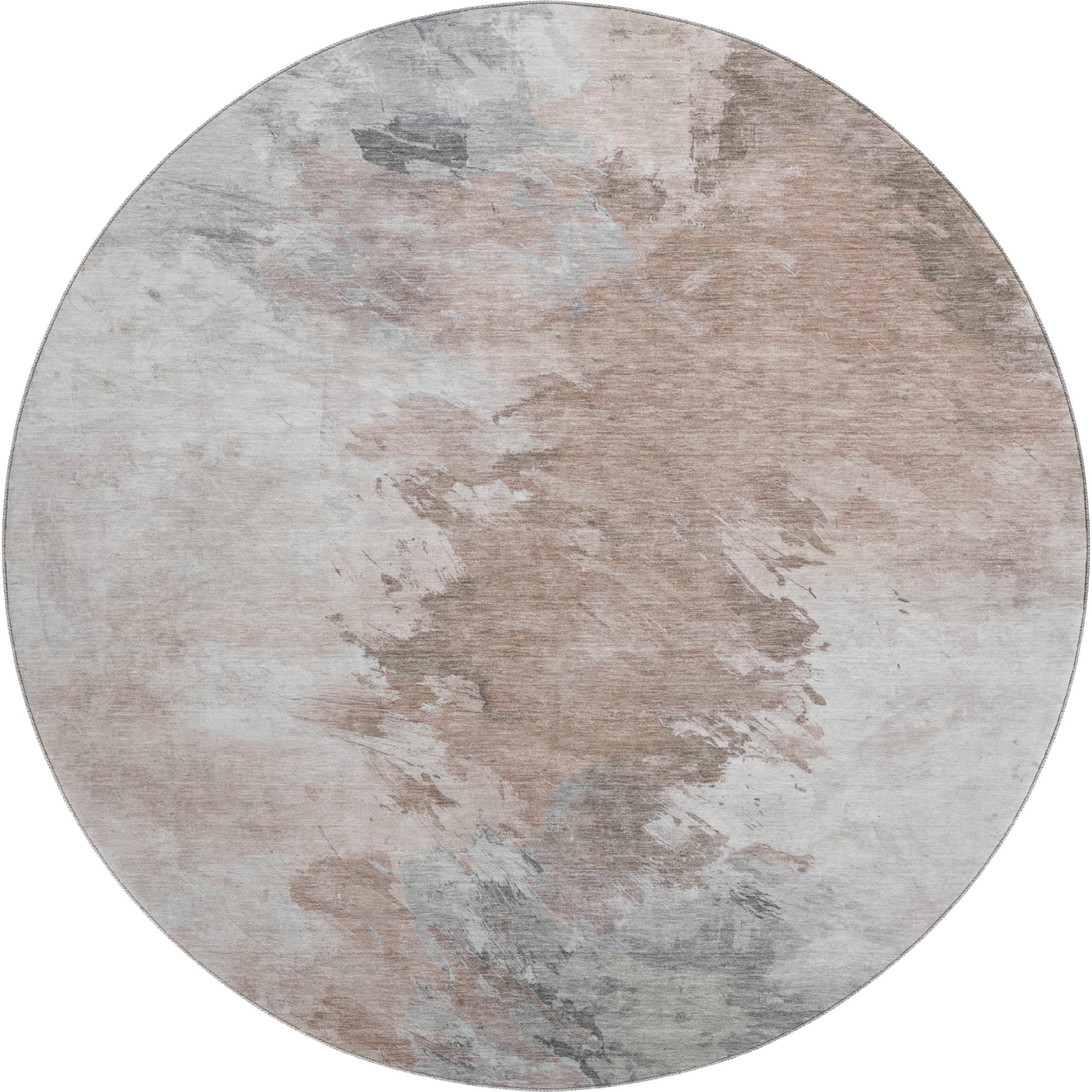 Athens Machine Washable Transitional Mocha Brown Rug 8' x 8' #shape_Round