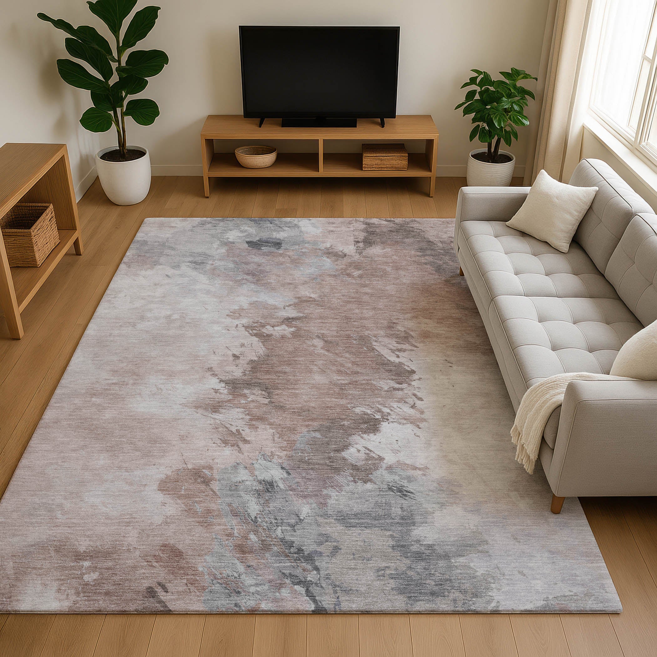 Athens Machine Washable Transitional Mocha Brown Rug 2'6" x 3'10" #shape_Rectangle