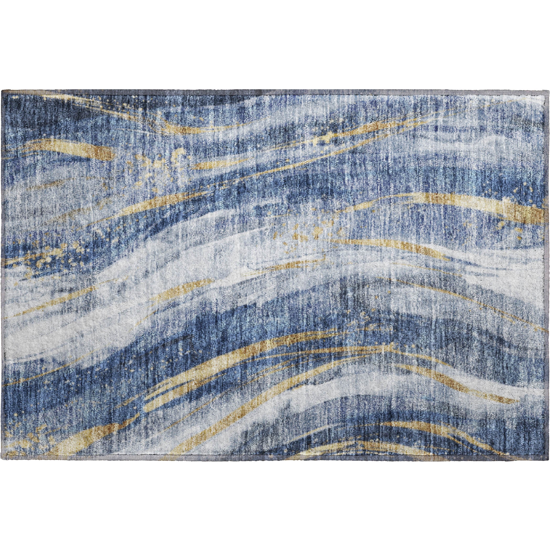 Colombo Machine Washable Transitional Blue Rug 1'8" x 2'6" #shape_Rectangle