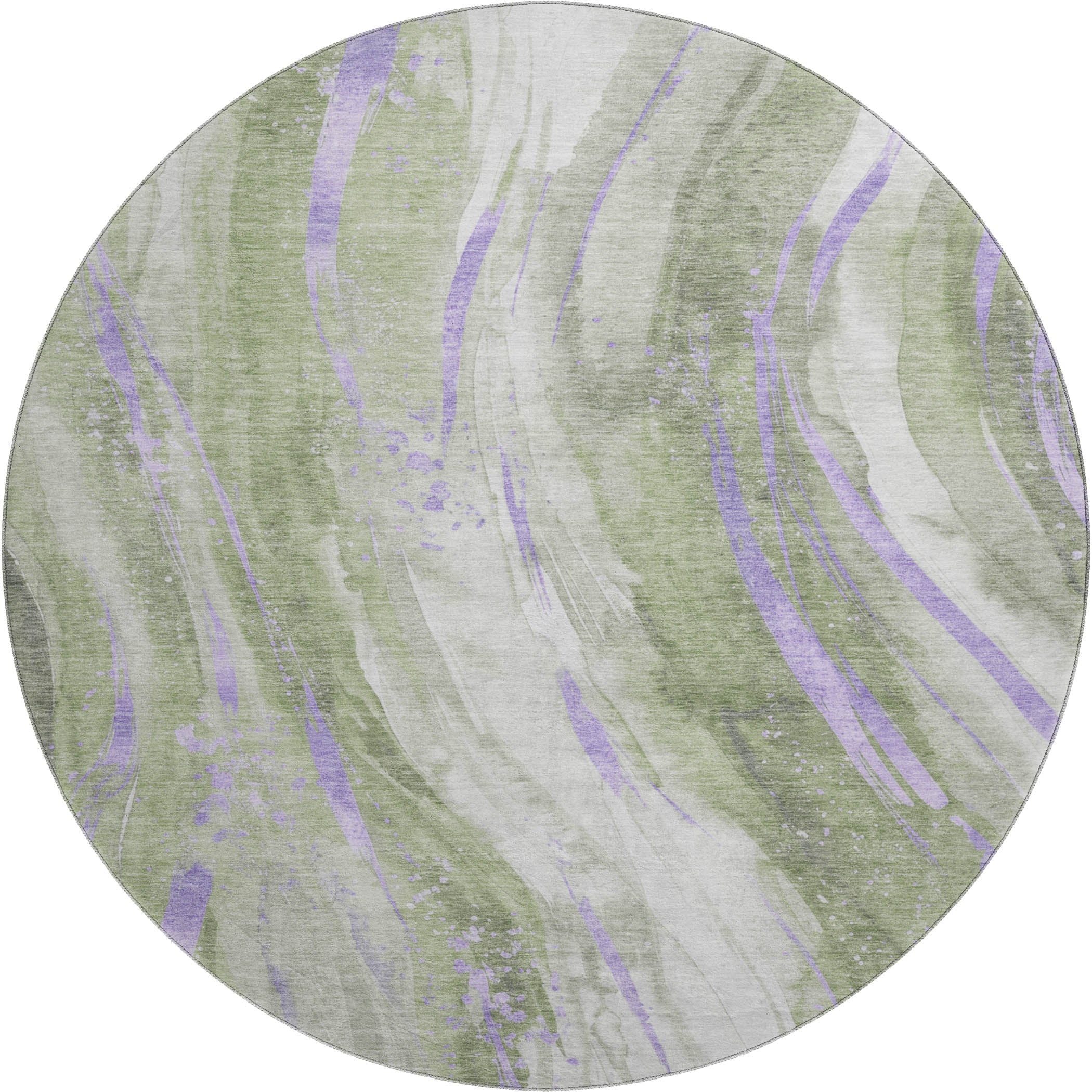 Colombo Machine Washable Transitional Olive Green Rug 8' x 8' #shape_Round