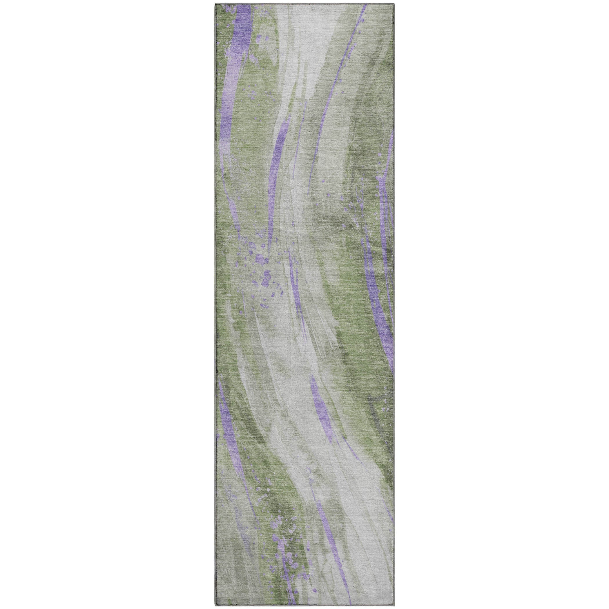 Colombo Machine Washable Transitional Olive Green Rug 2'3" x 7'6" #shape_Runner