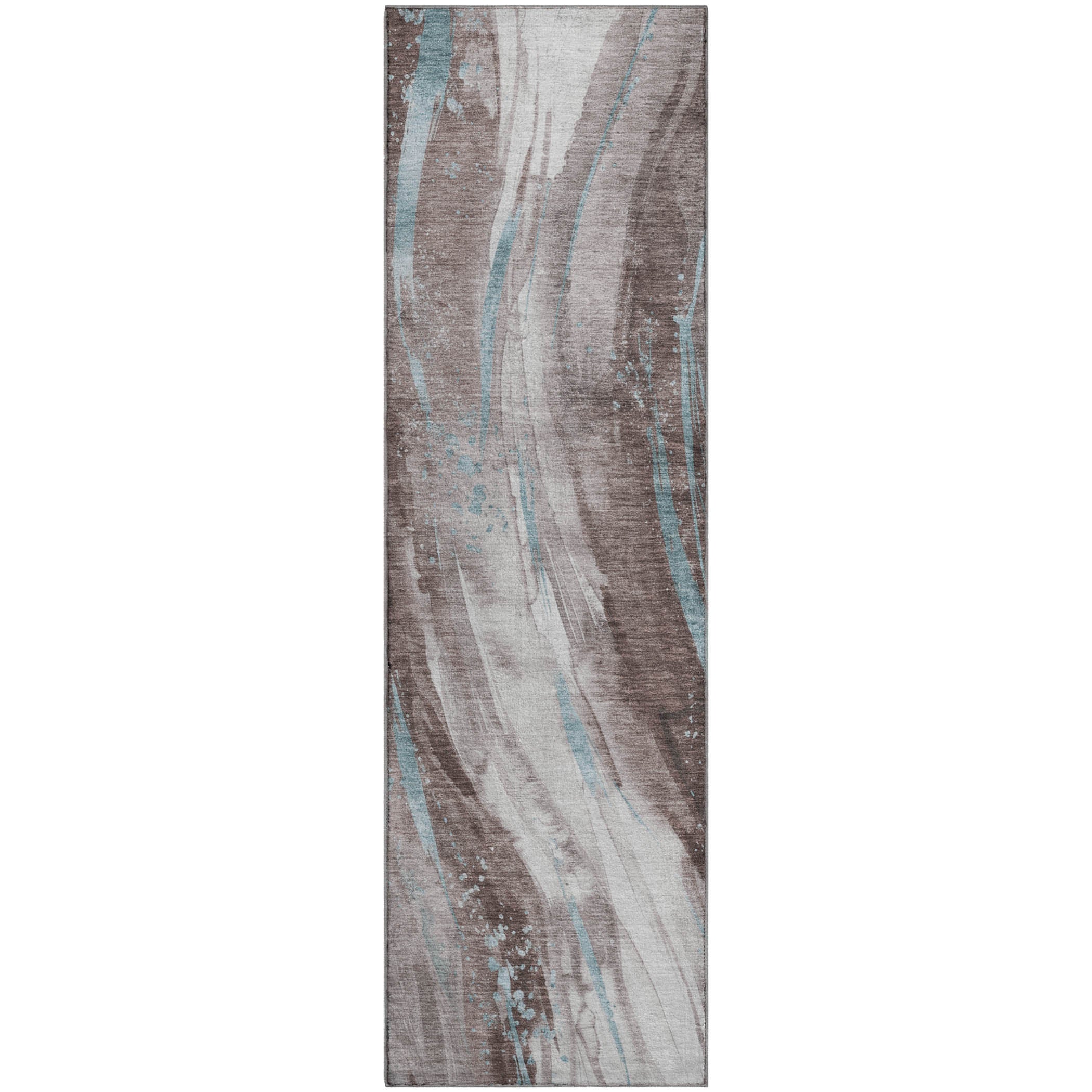 Colombo Machine Washable Transitional Taupe Brown Rug 2'3" x 7'6" #shape_Runner