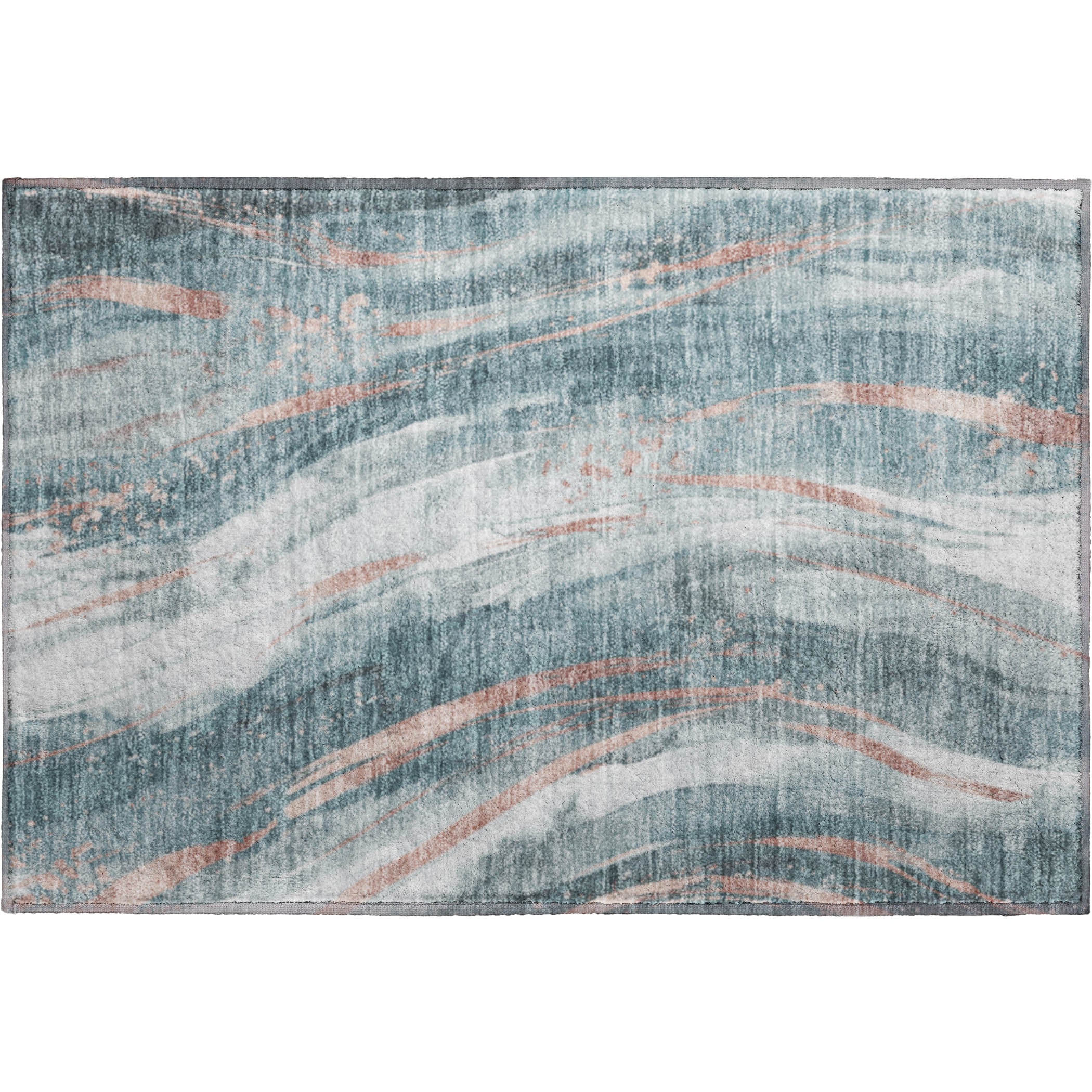 Colombo Machine Washable Transitional Teal Rug 1'8" x 2'6" #shape_Rectangle