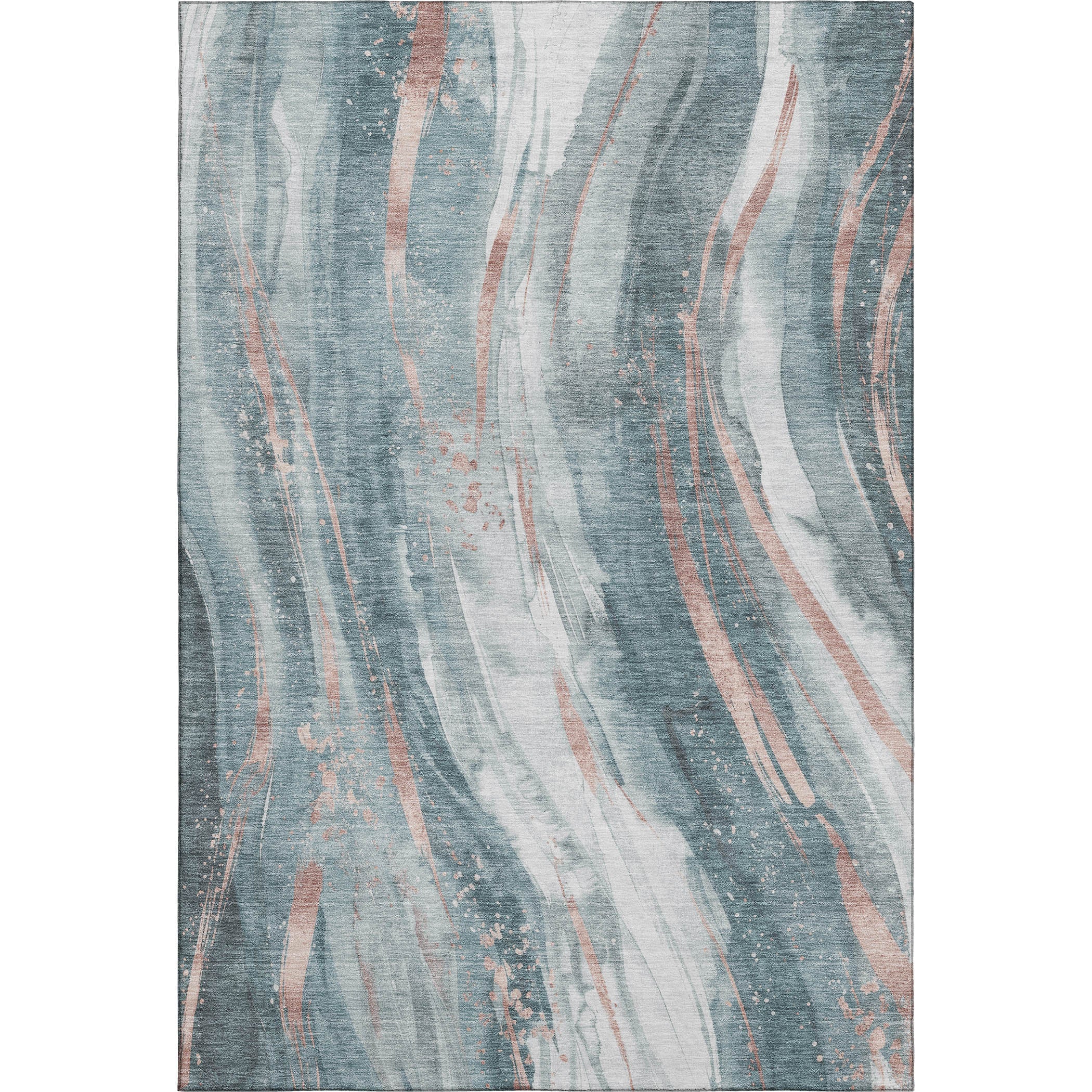 Colombo Machine Washable Transitional Teal Rug 2'6" x 3'10" #shape_Rectangle