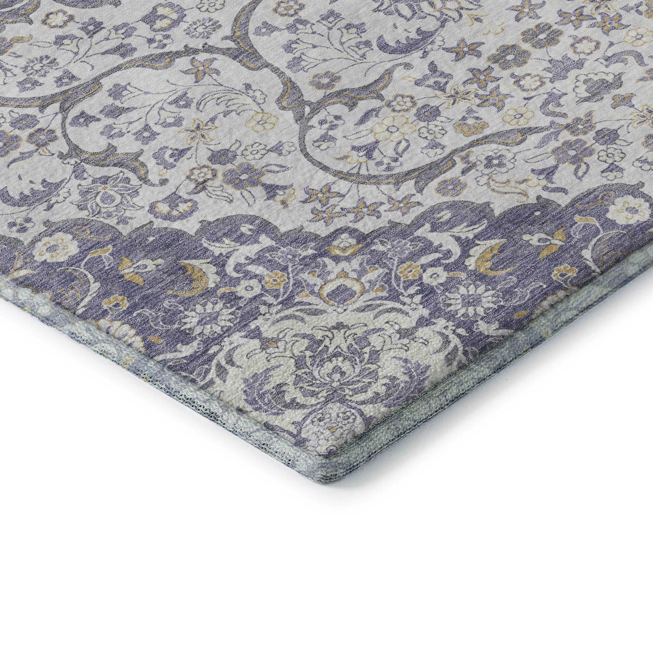 Cairo Machine Washable Traditional Lavender Purple Rug 1'8" x 2'6" #shape_Rectangle