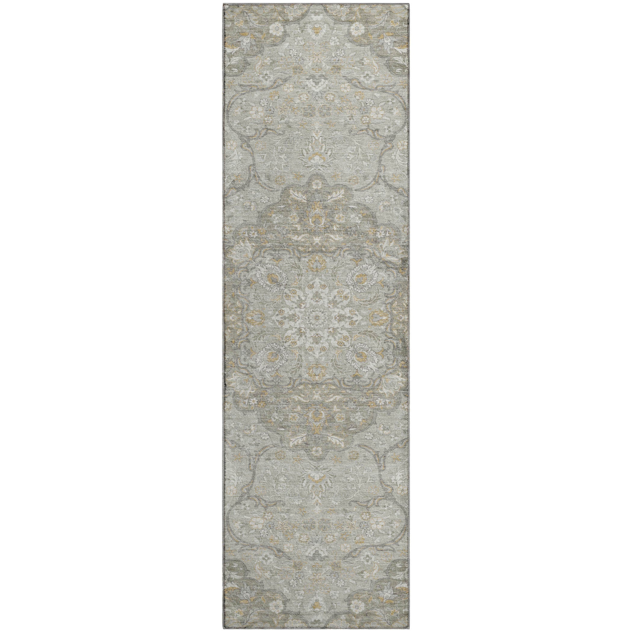 Cairo Machine Washable Traditional Taupe Brown Rug 2'3" x 7'6" #shape_Runner