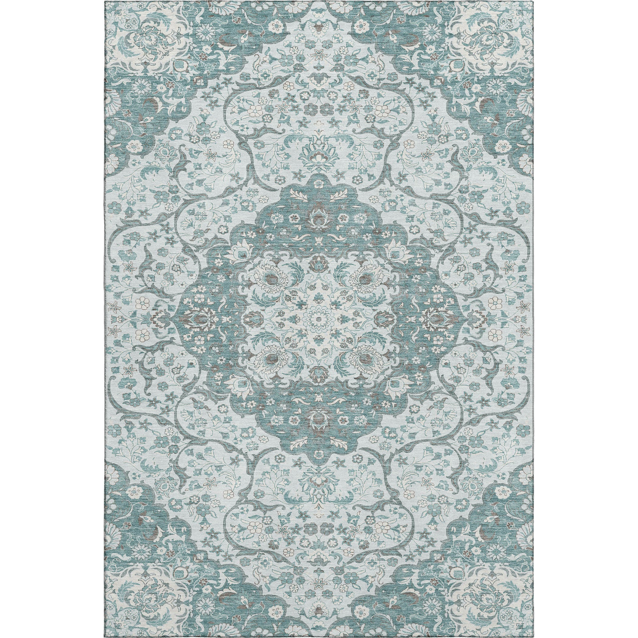 Cairo Machine Washable Traditional Teal Rug 2'6" x 3'10" #shape_Rectangle