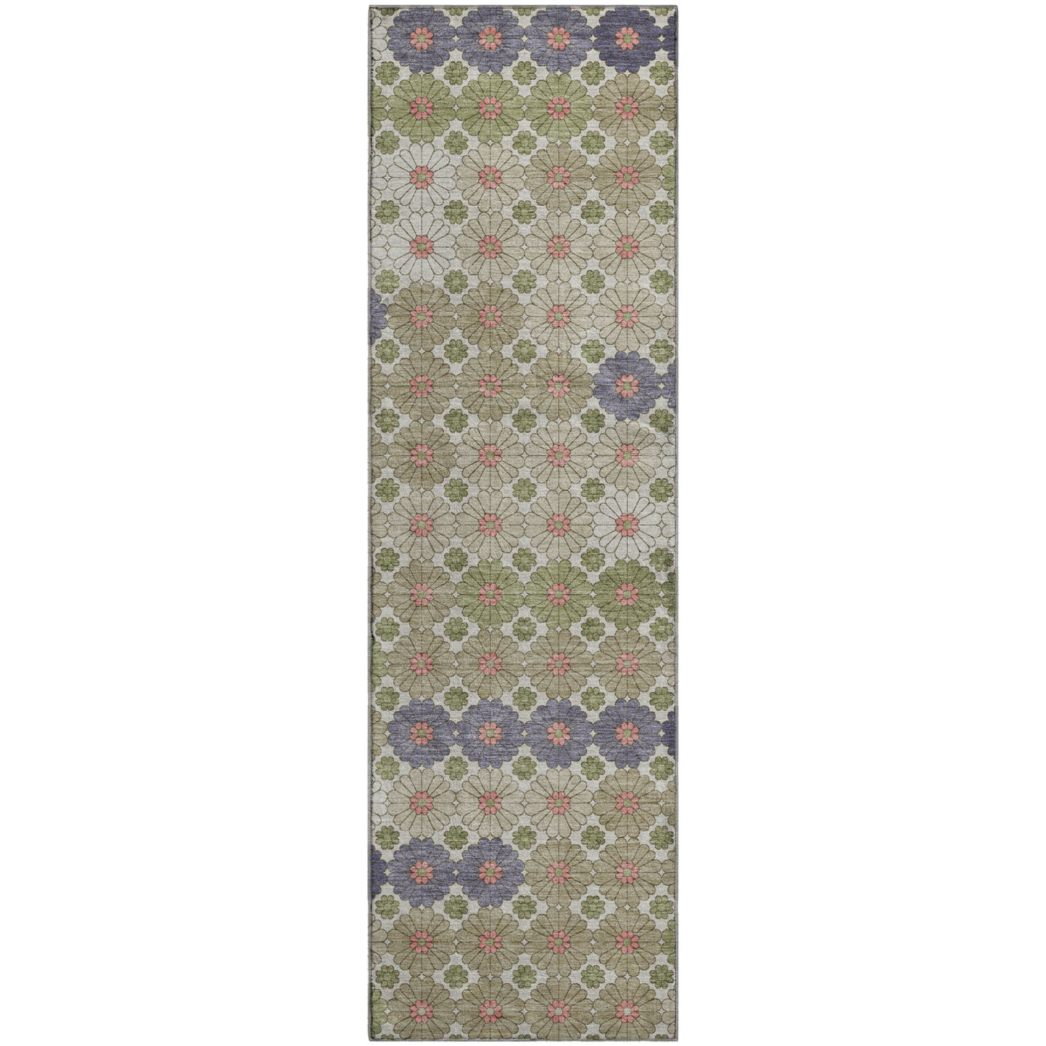 Baku Machine Washable Transitional Aloe Green Rug 2'3" x 7'6" #shape_Runner
