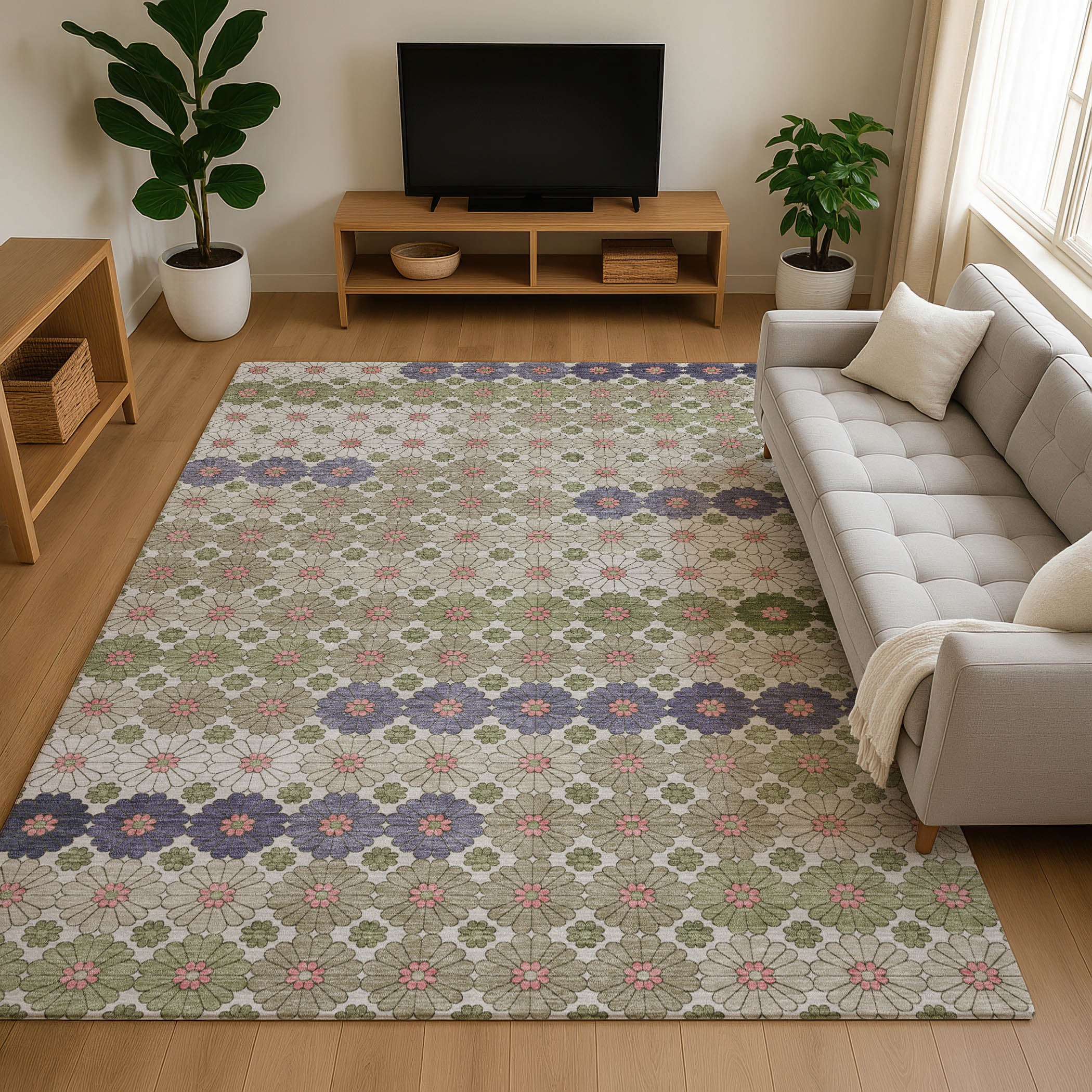 Baku Machine Washable Transitional Aloe Green Rug 2'6" x 3'10" #shape_Rectangle