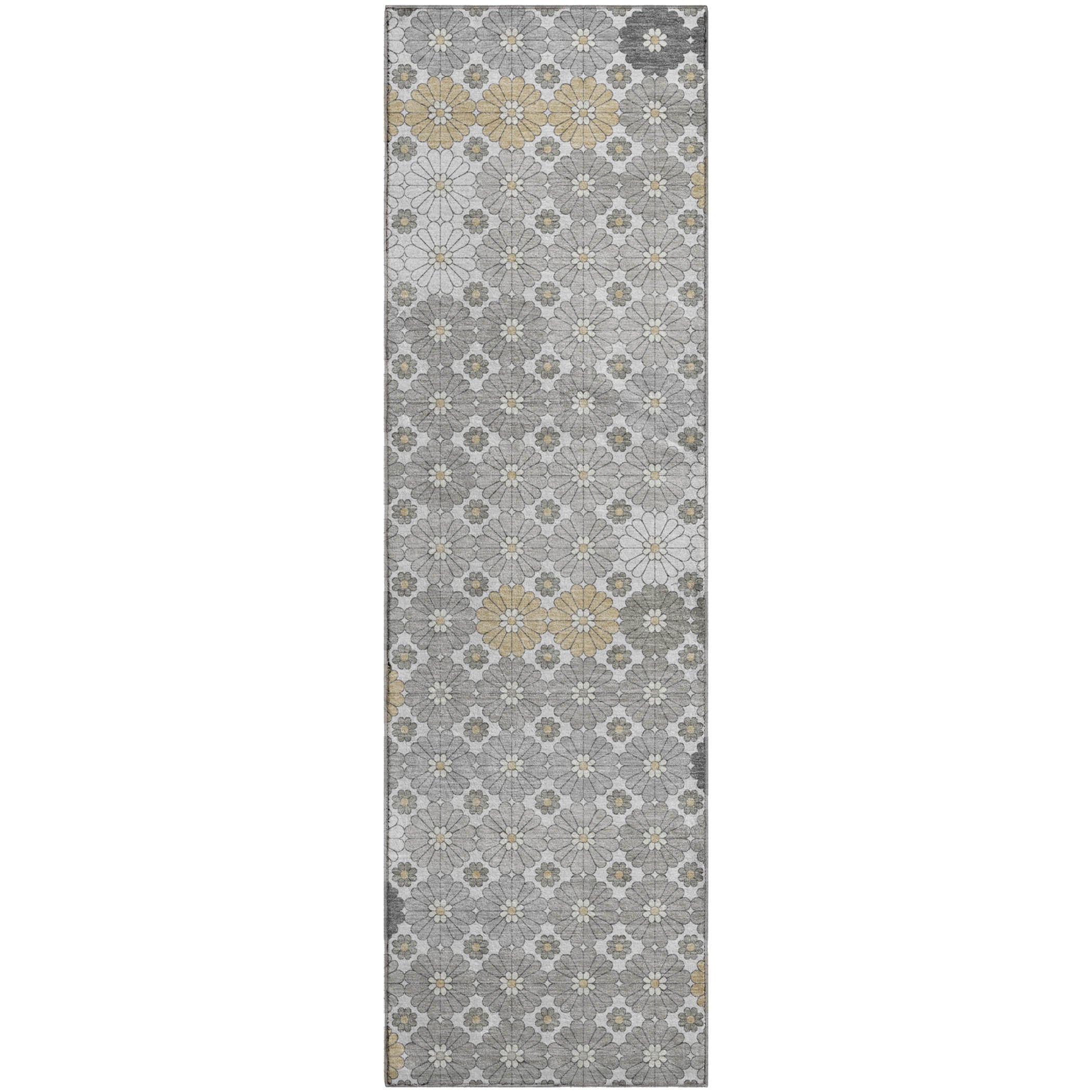 Baku Machine Washable Transitional Gray Rug 2'3" x 7'6" #shape_Runner