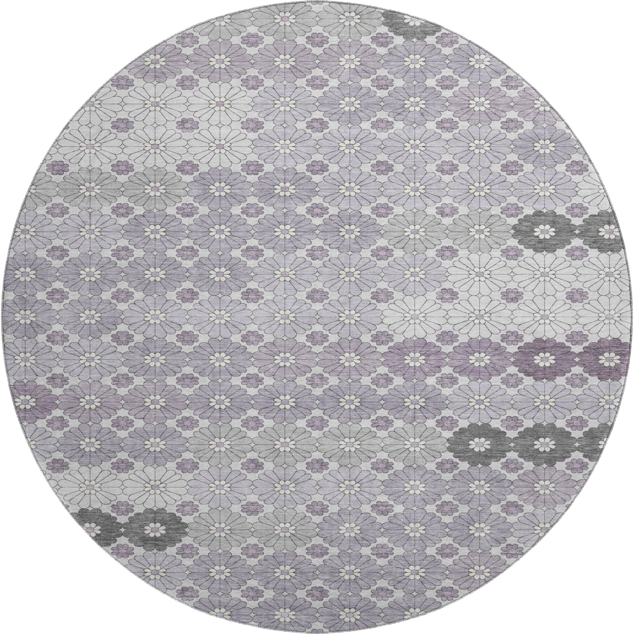 Baku Machine Washable Transitional Lavender Purple Rug 8' x 8' #shape_Round