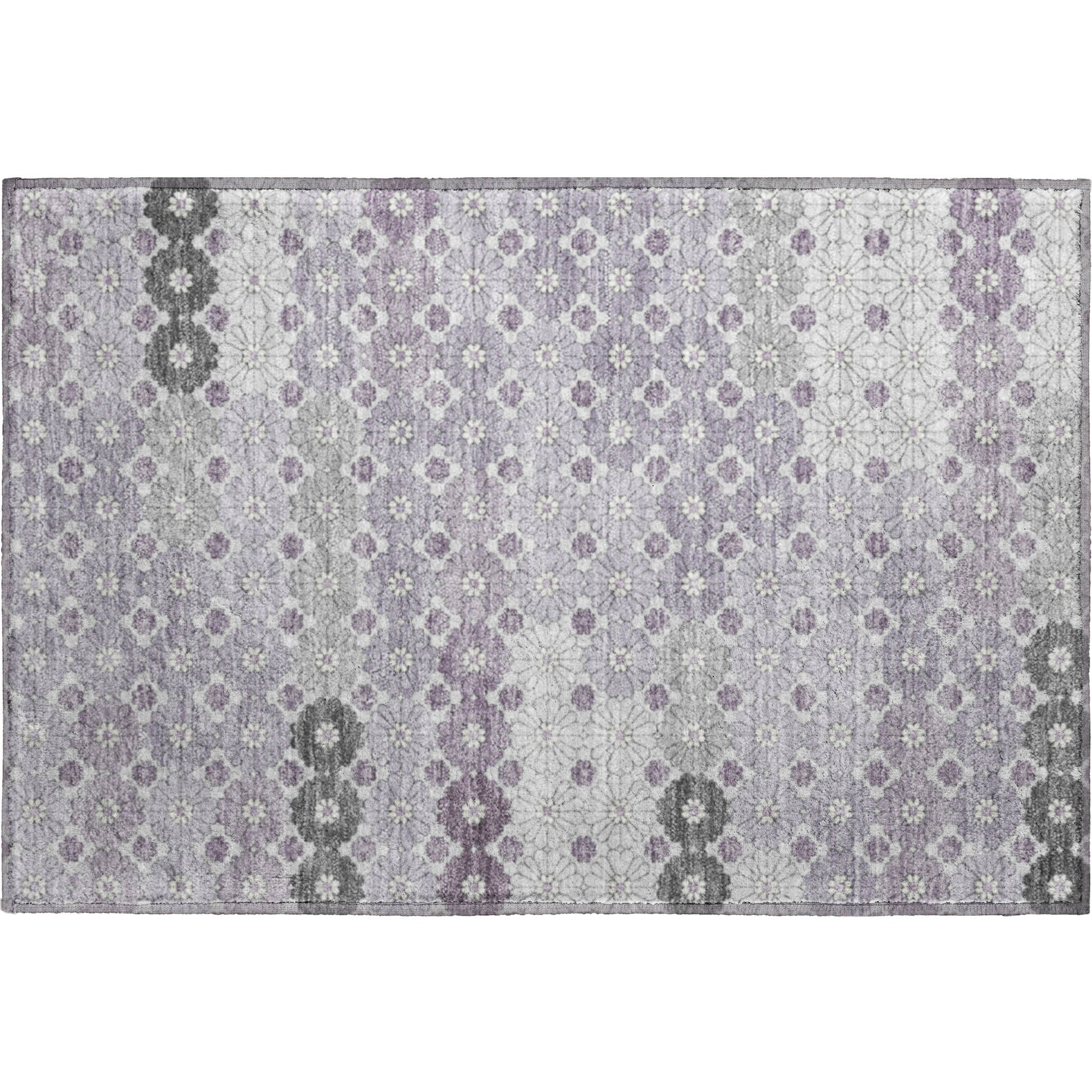 Baku Machine Washable Transitional Lavender Purple Rug 1'8" x 2'6" #shape_Rectangle